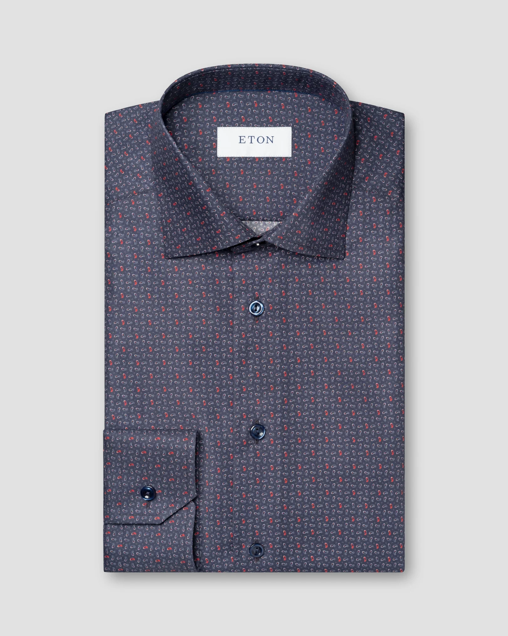Eton - navy blue twill cutaway collar