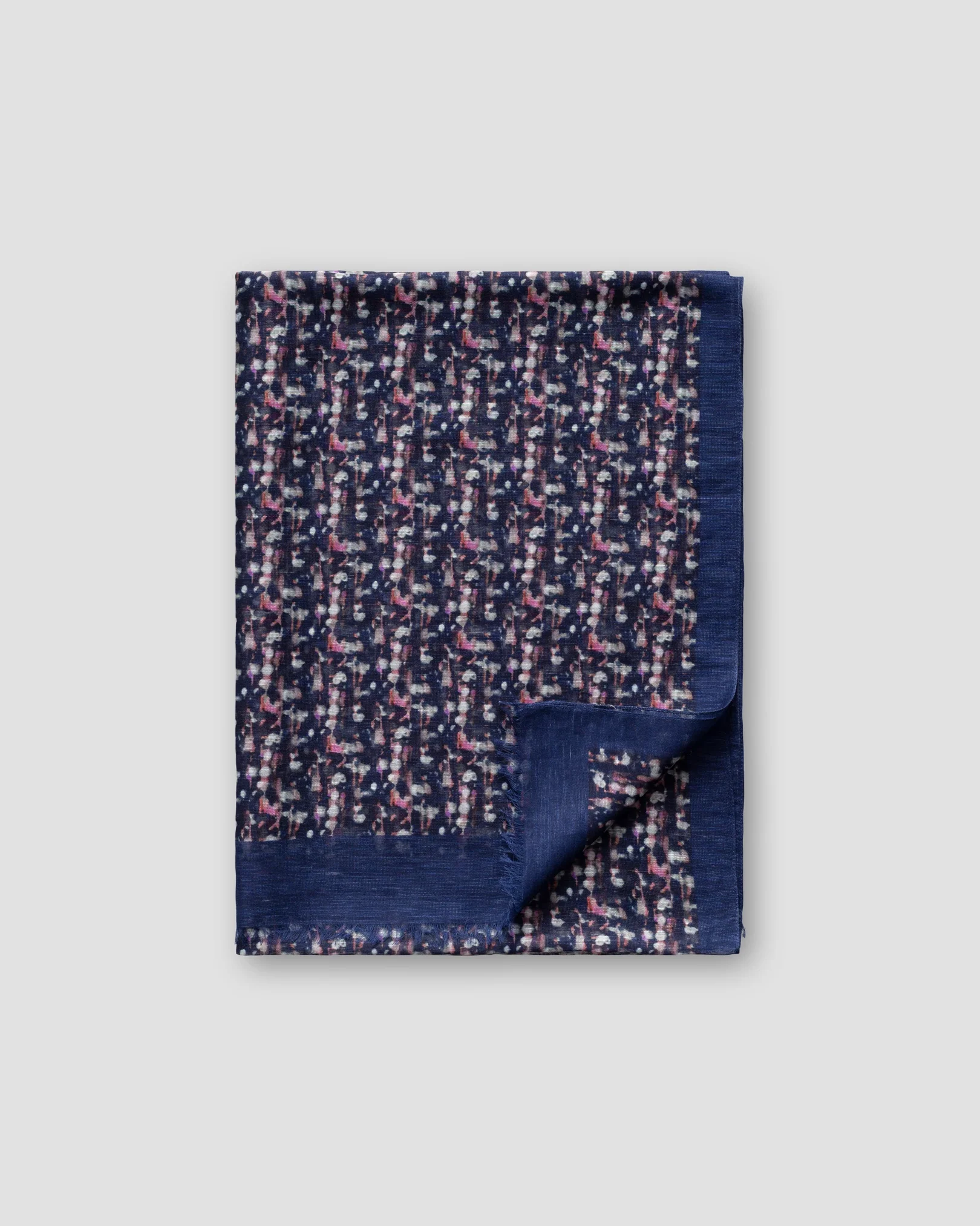 Eton - dark blue abstract print cotton linen scarf