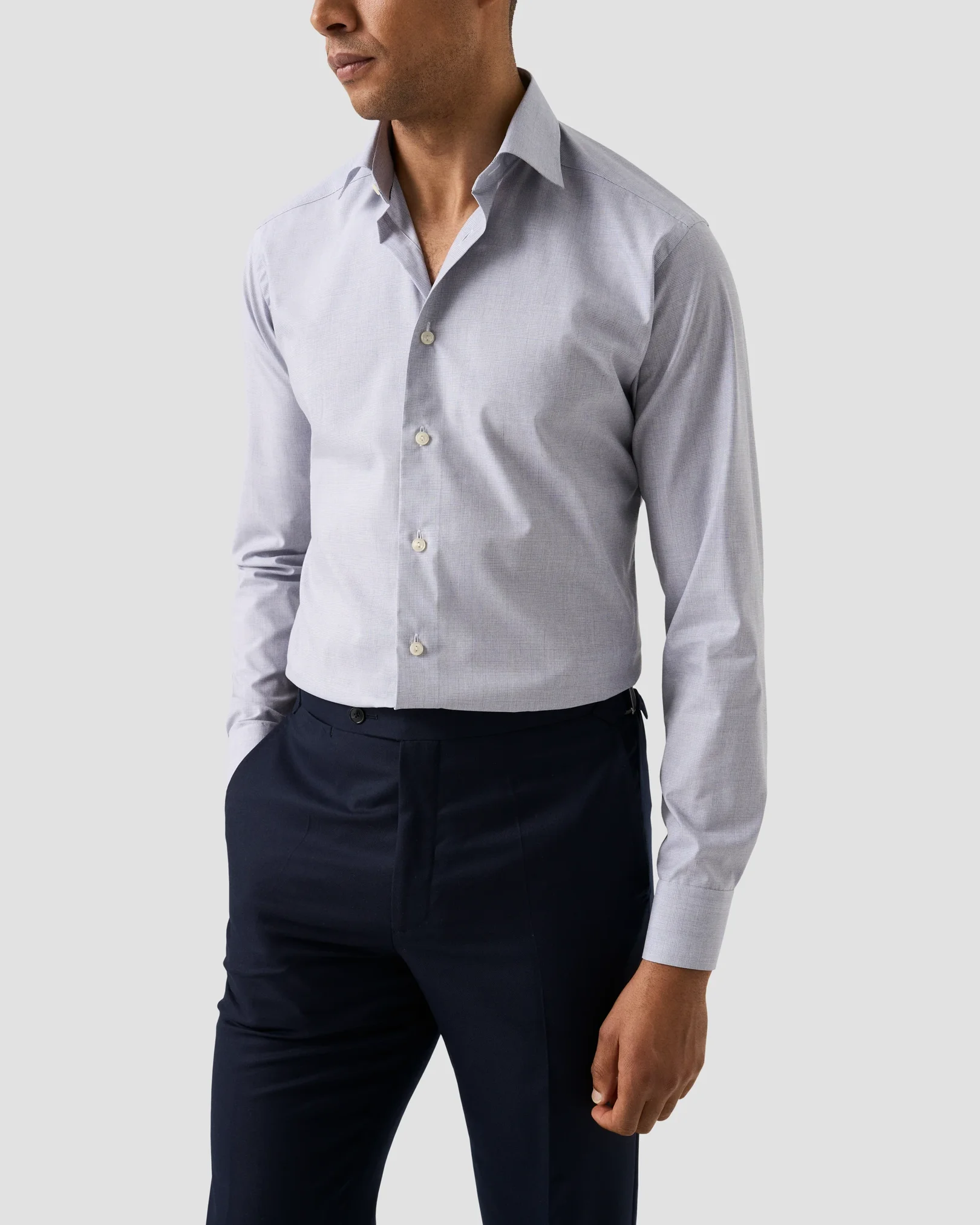 Eton - light purple check fine twillshirt