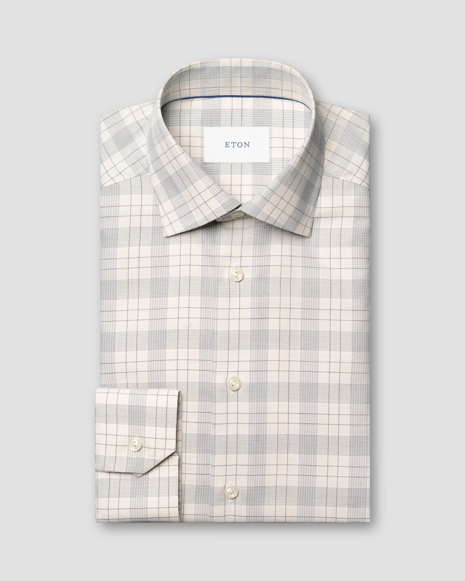 Eton - beige check twill shirt