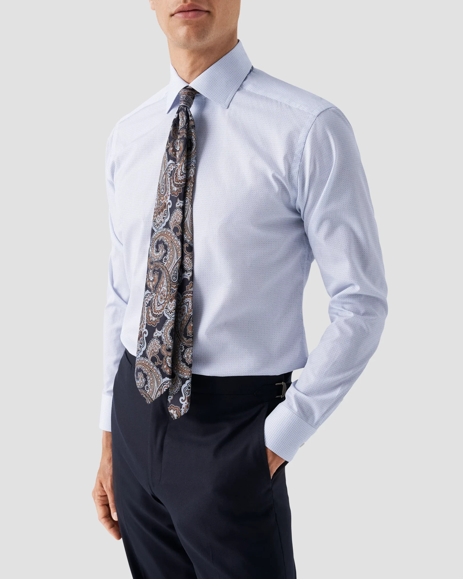 Eton - sky blue micro print shirt