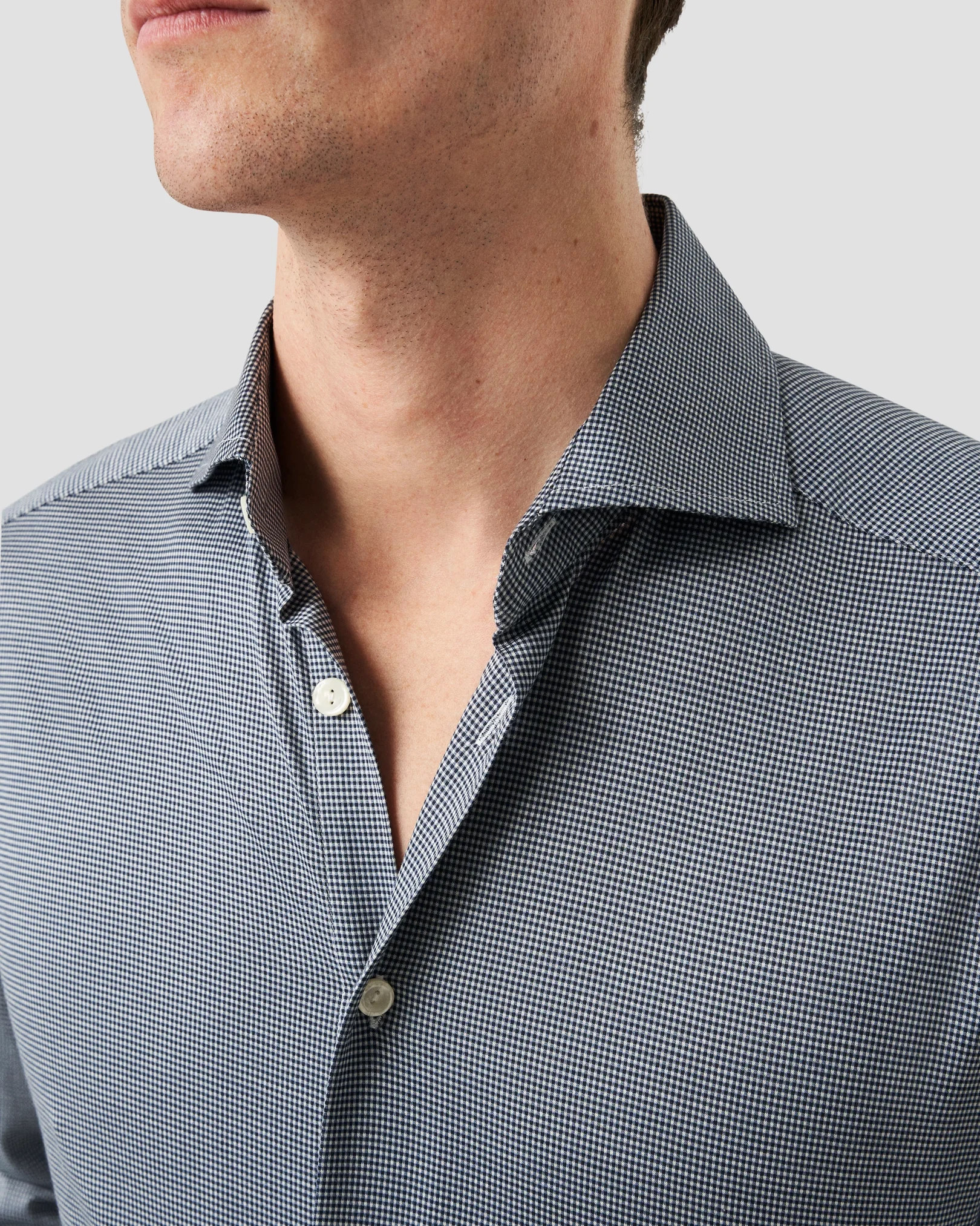 Eton - dark blue micro checked knit king