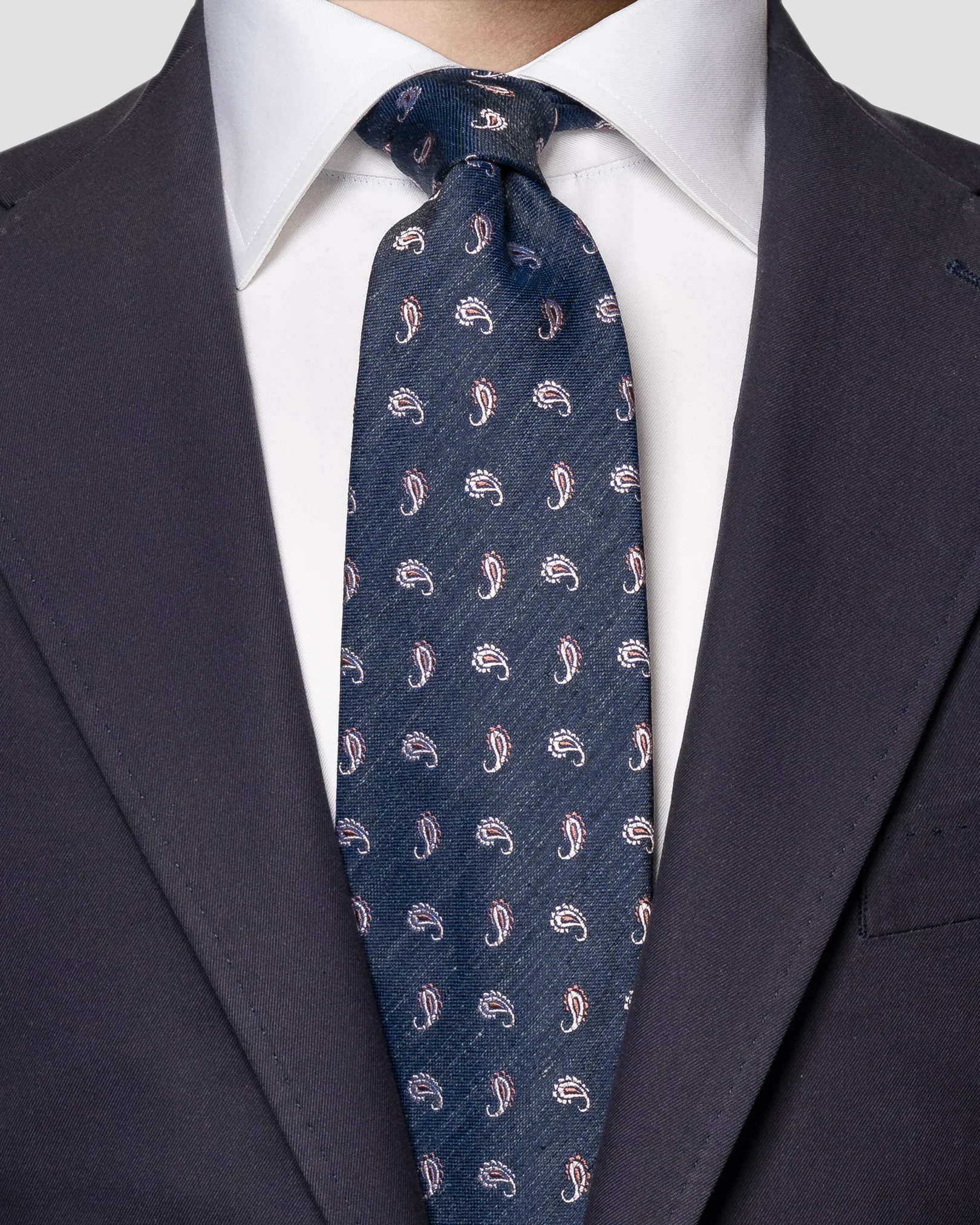 Eton - navy blue silk blend tie