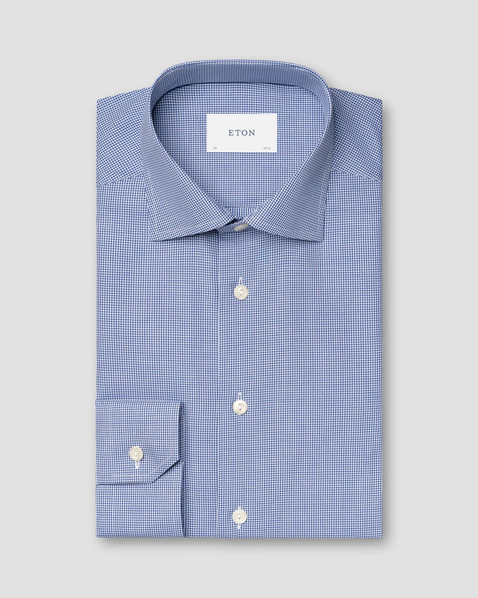 Eton - mid blue fine check signature twill shirt