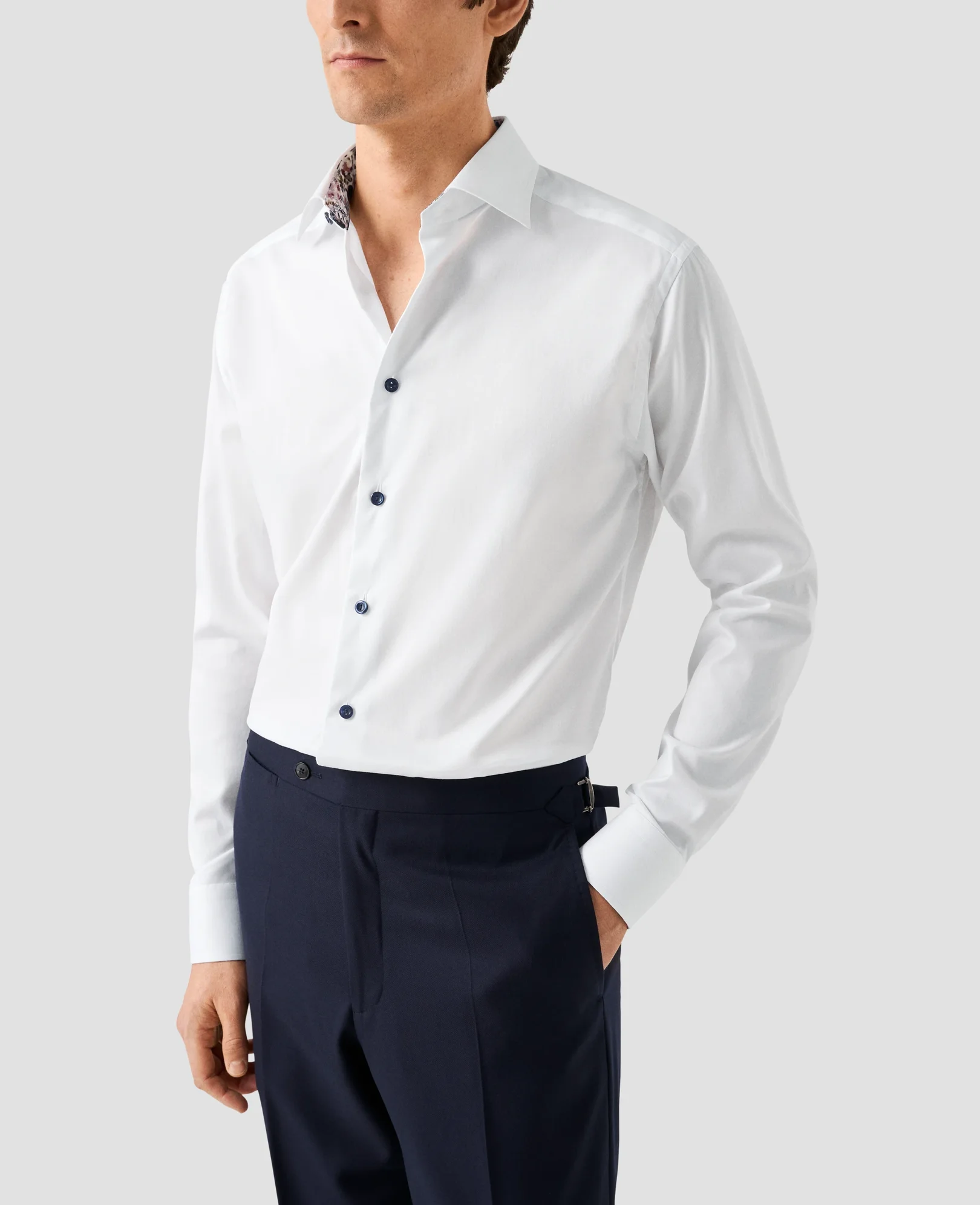 Eton - white floral effect signature twill shirt