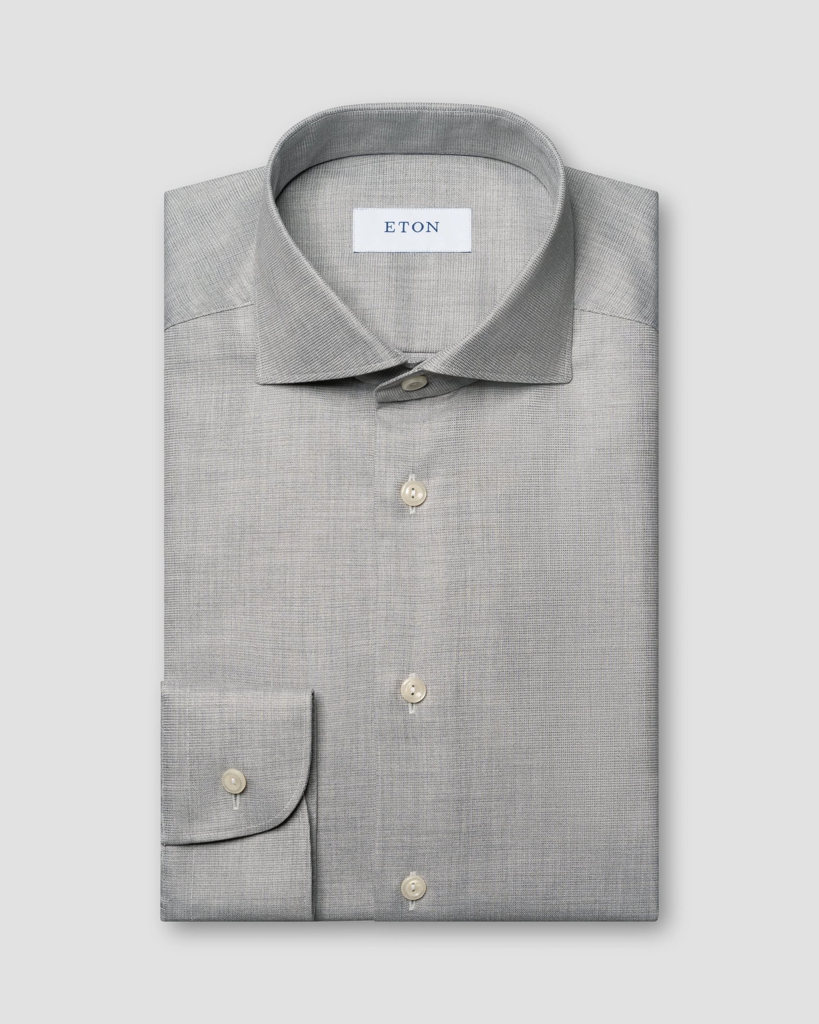 Eton - light grey twill wide spread slim