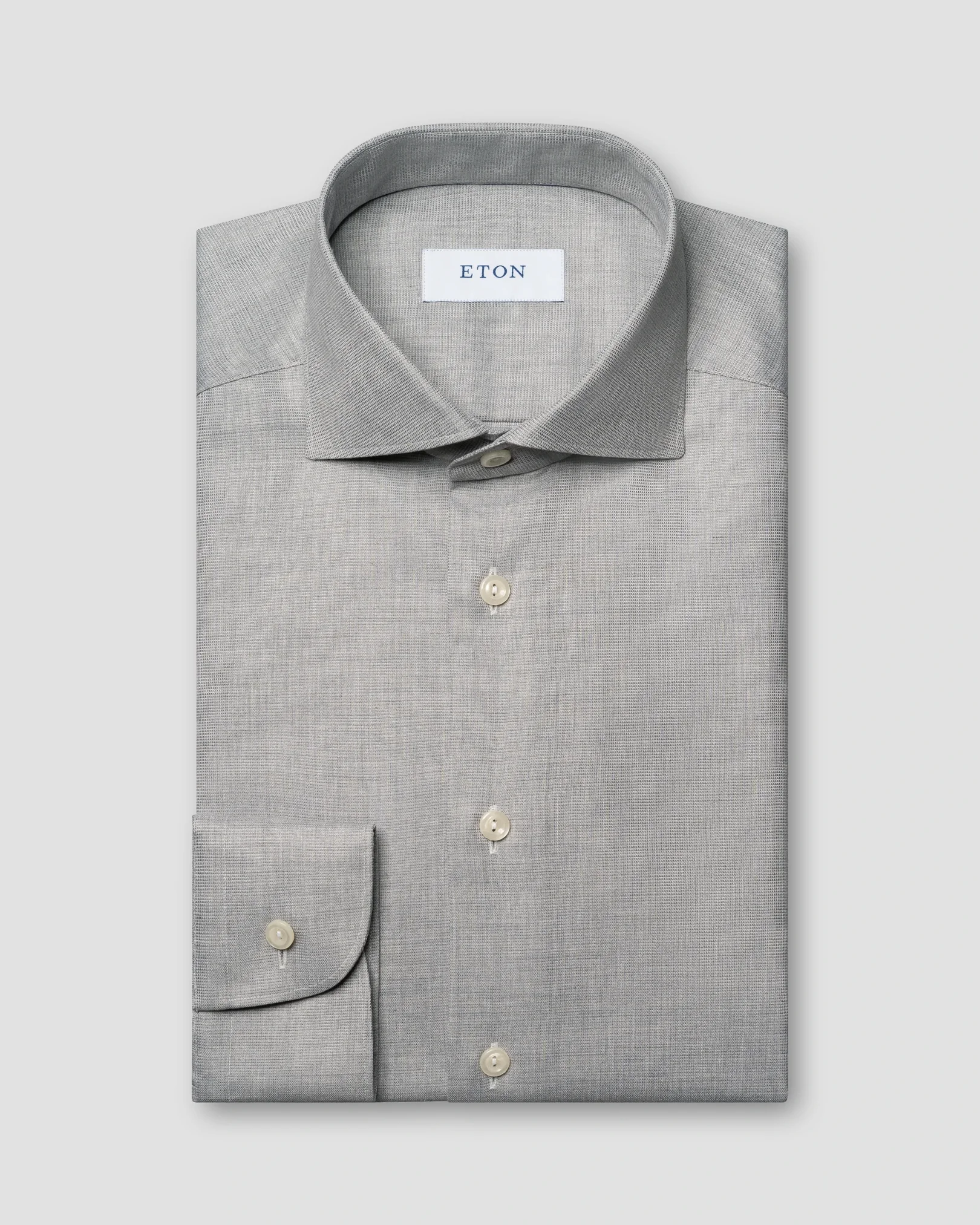 Eton - light grey twill wide spread slim