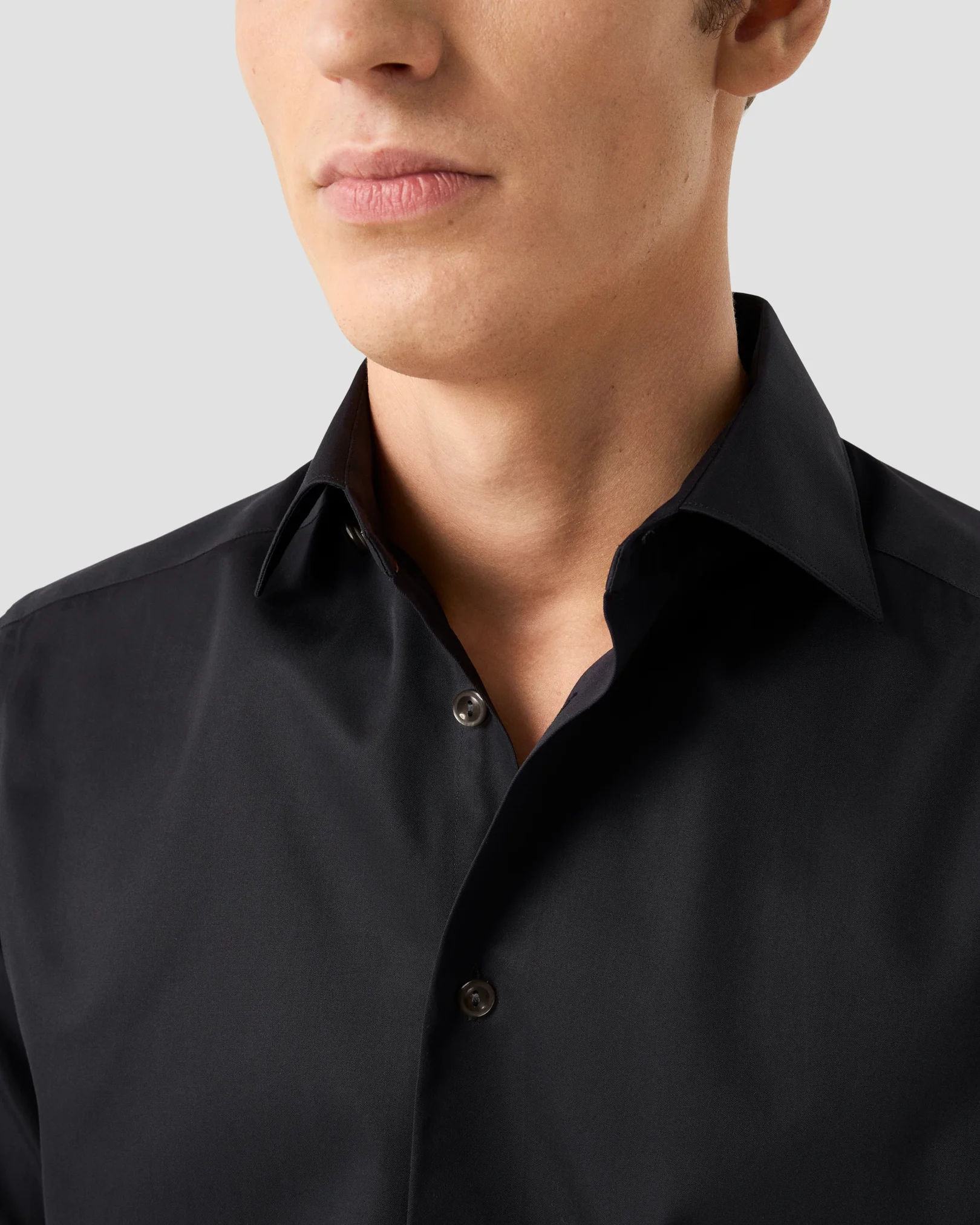 Eton - black solid elevated twill shirt
