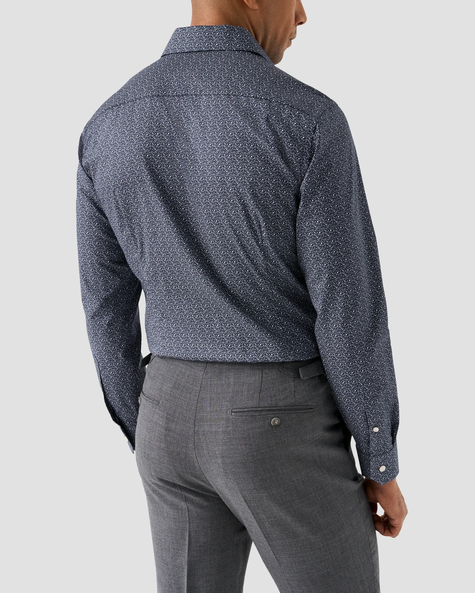 Eton - dark blue floral signature twill shirt