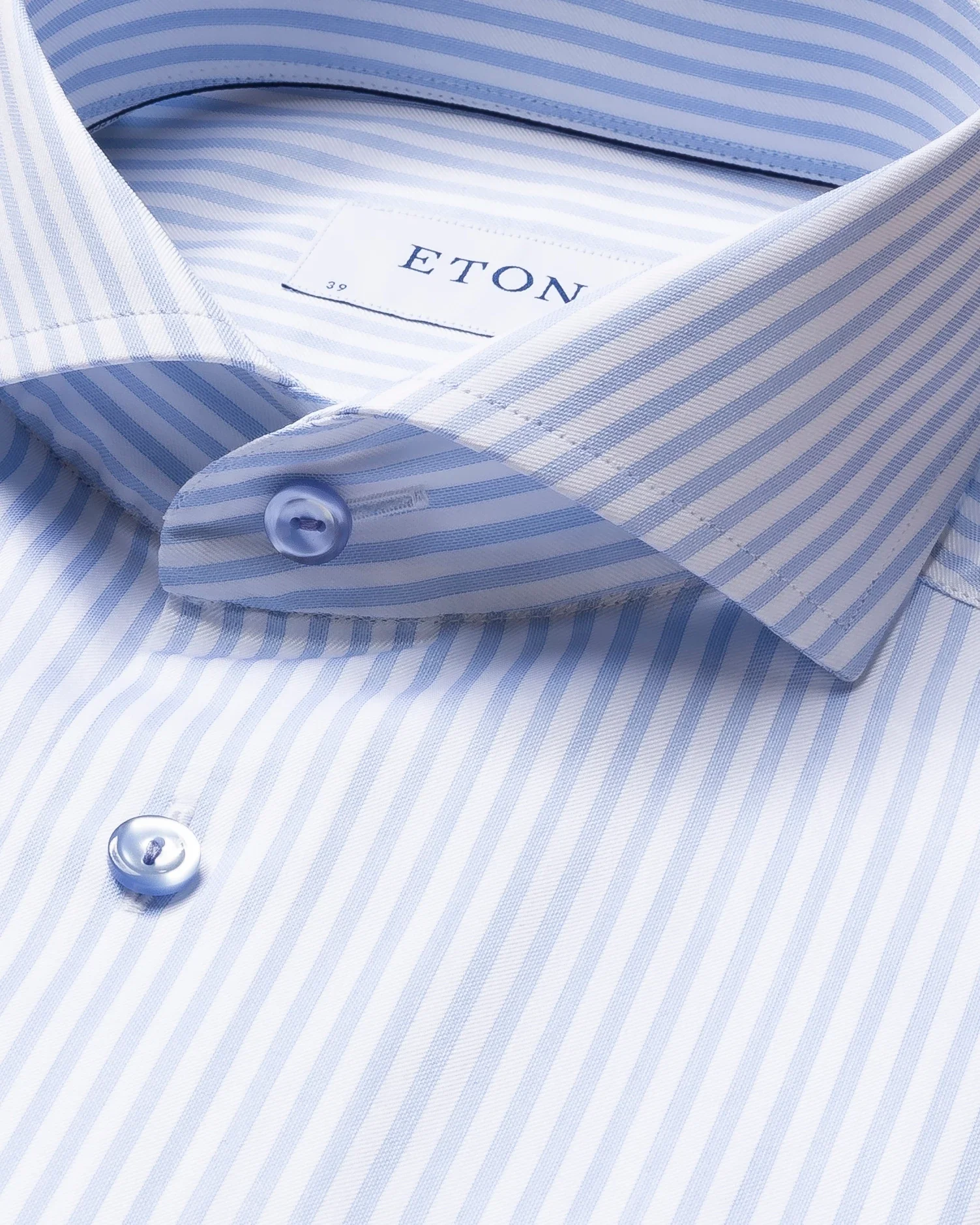 Eton - blue striped signature twill shirt exreme cut away