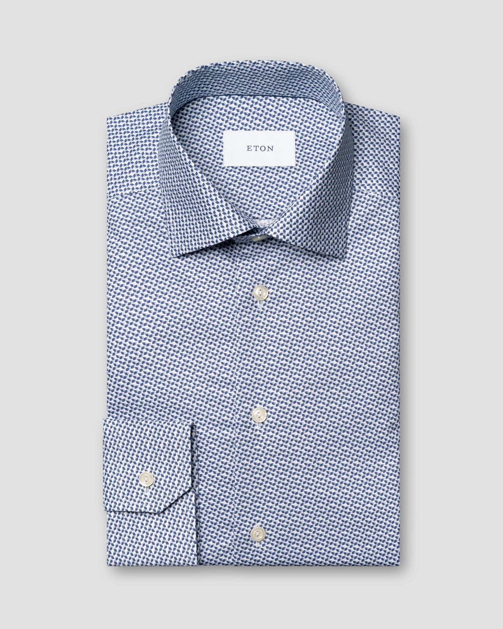 Eton - light blue micro geometric signature twill shirt