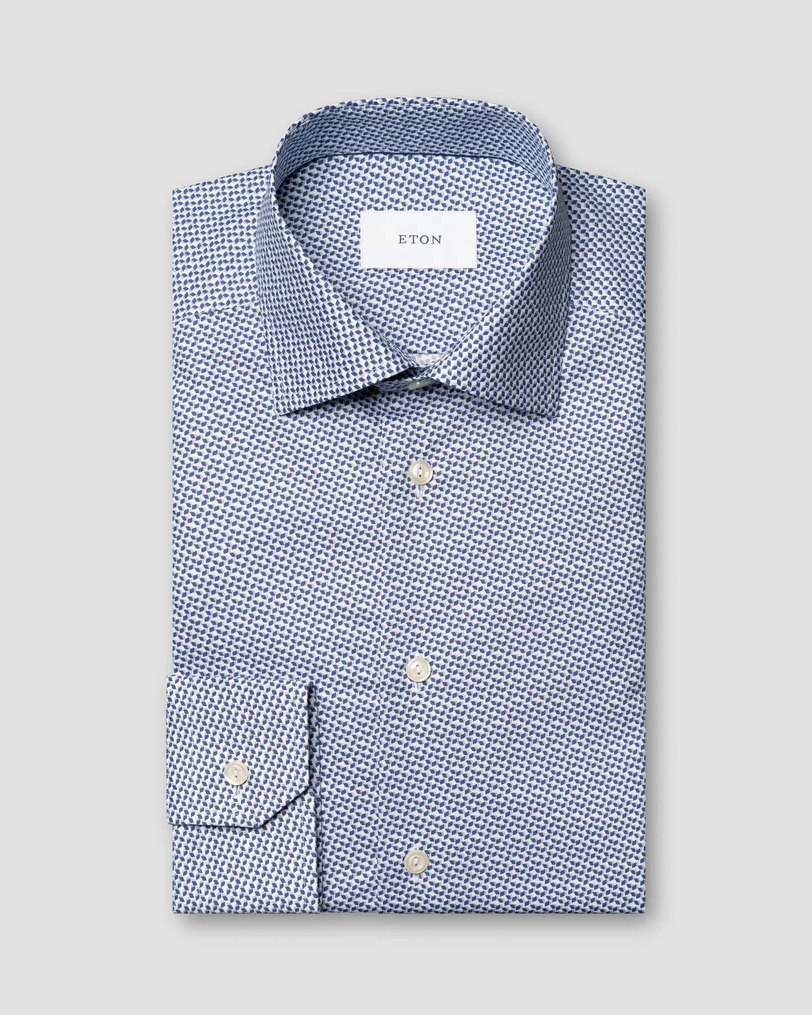 Eton - light blue micro geometric signature twill shirt