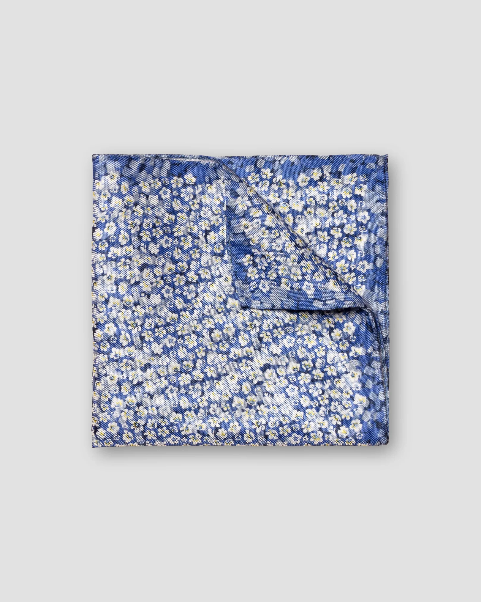Eton - mid blue floral print silk pocket square