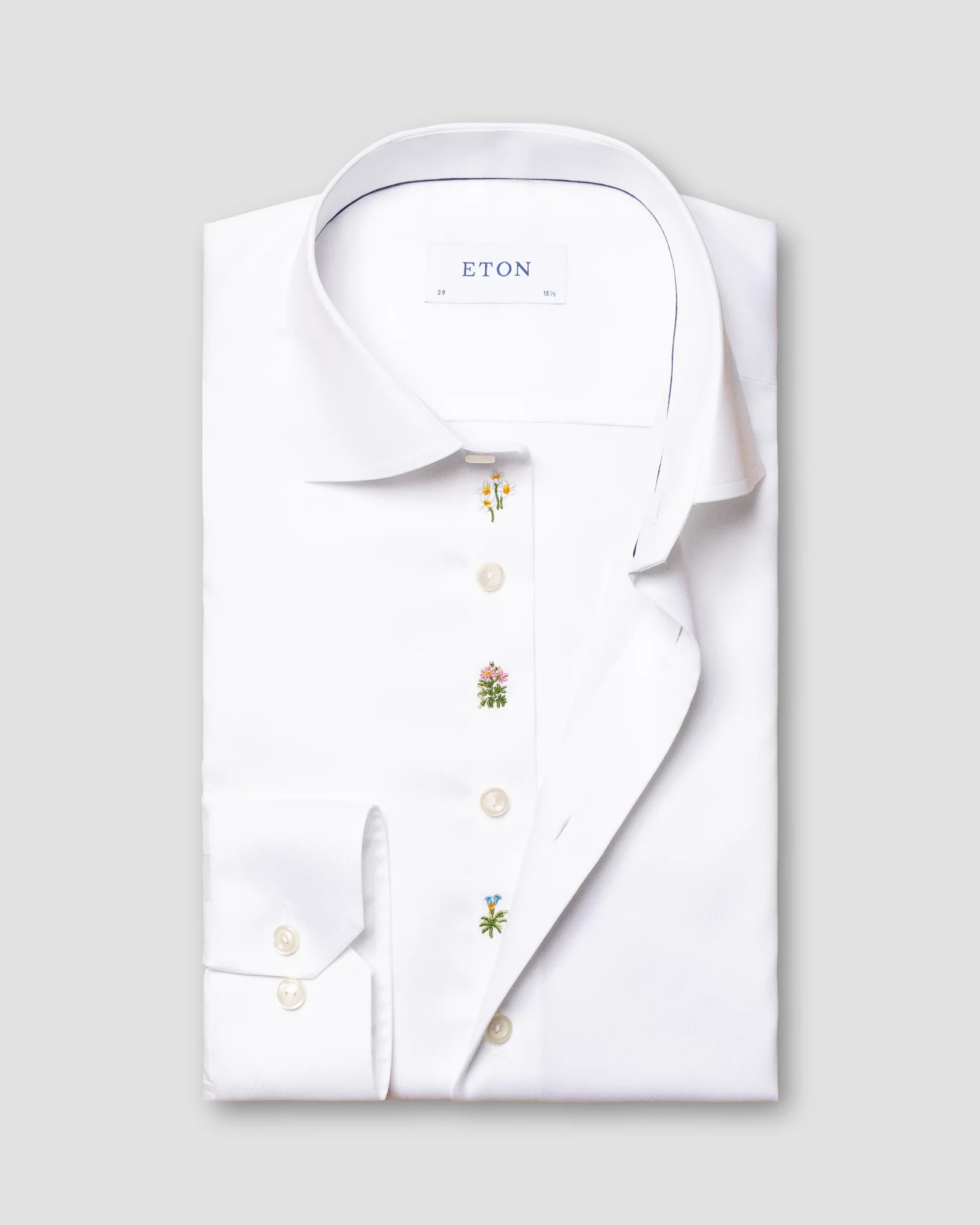 Eton - white embroidered signature twill