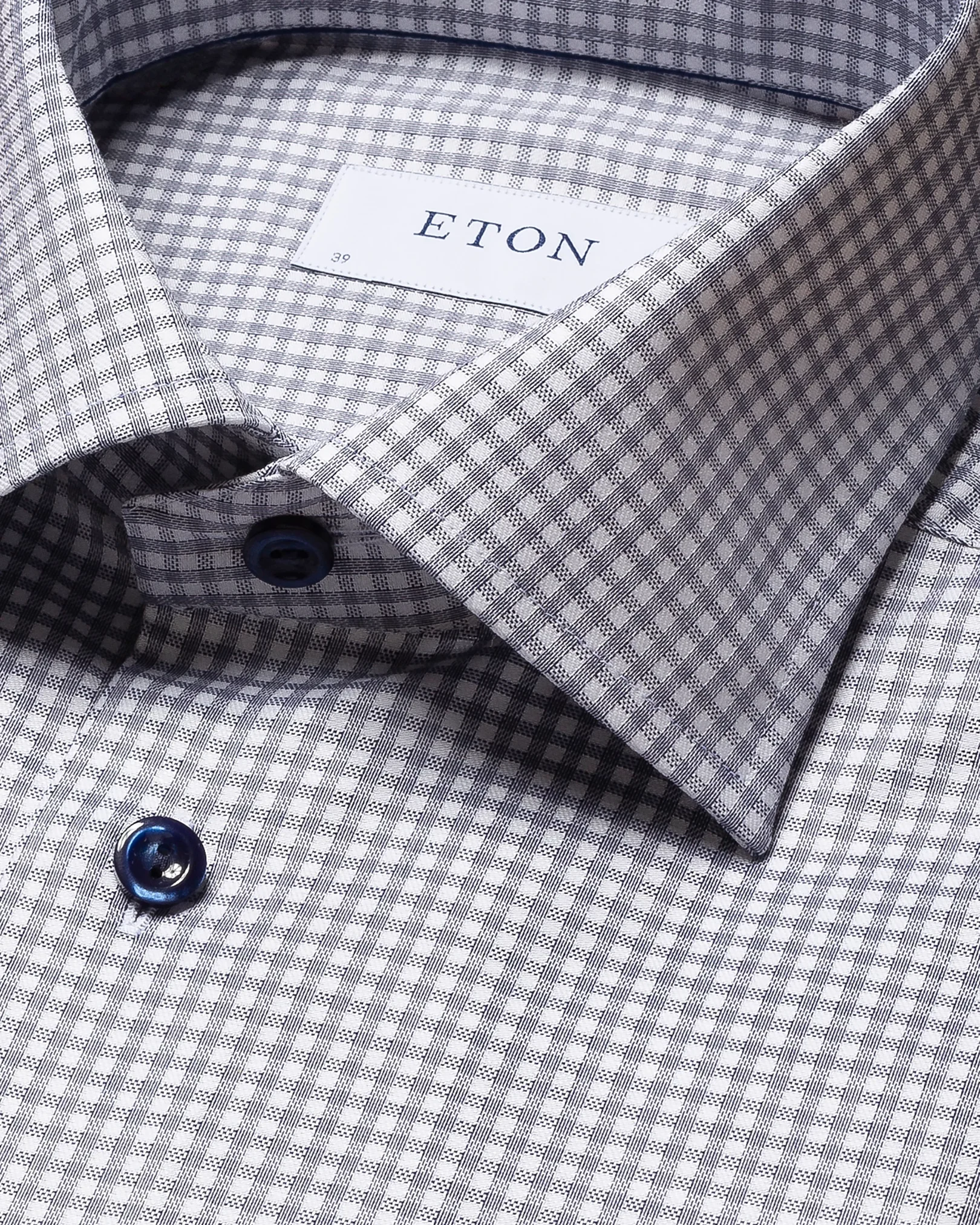 Eton - navy blue cotton lyocell stretch