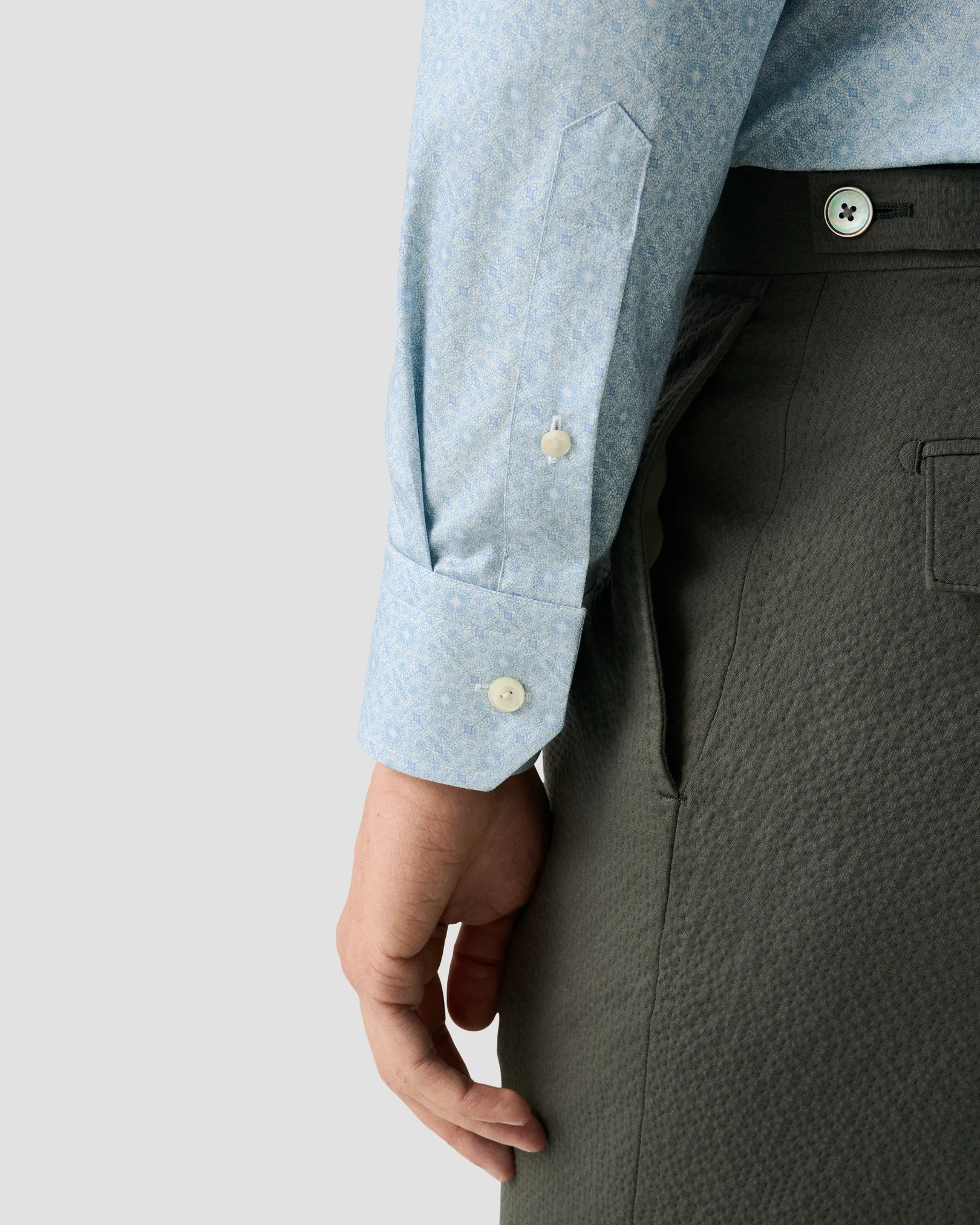 Eton - blue geometric signature twill shirt