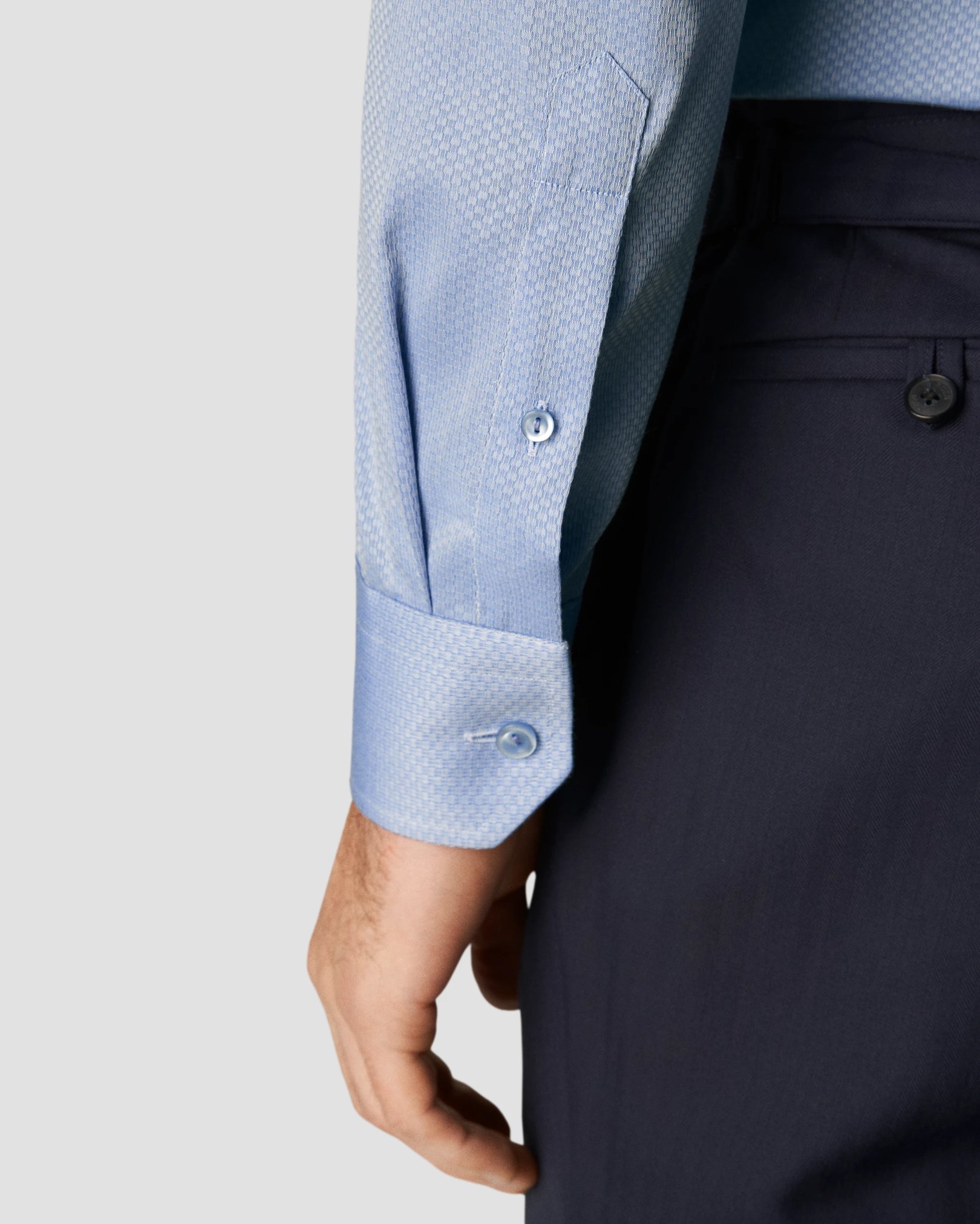 Eton - light blue twill diamond effect