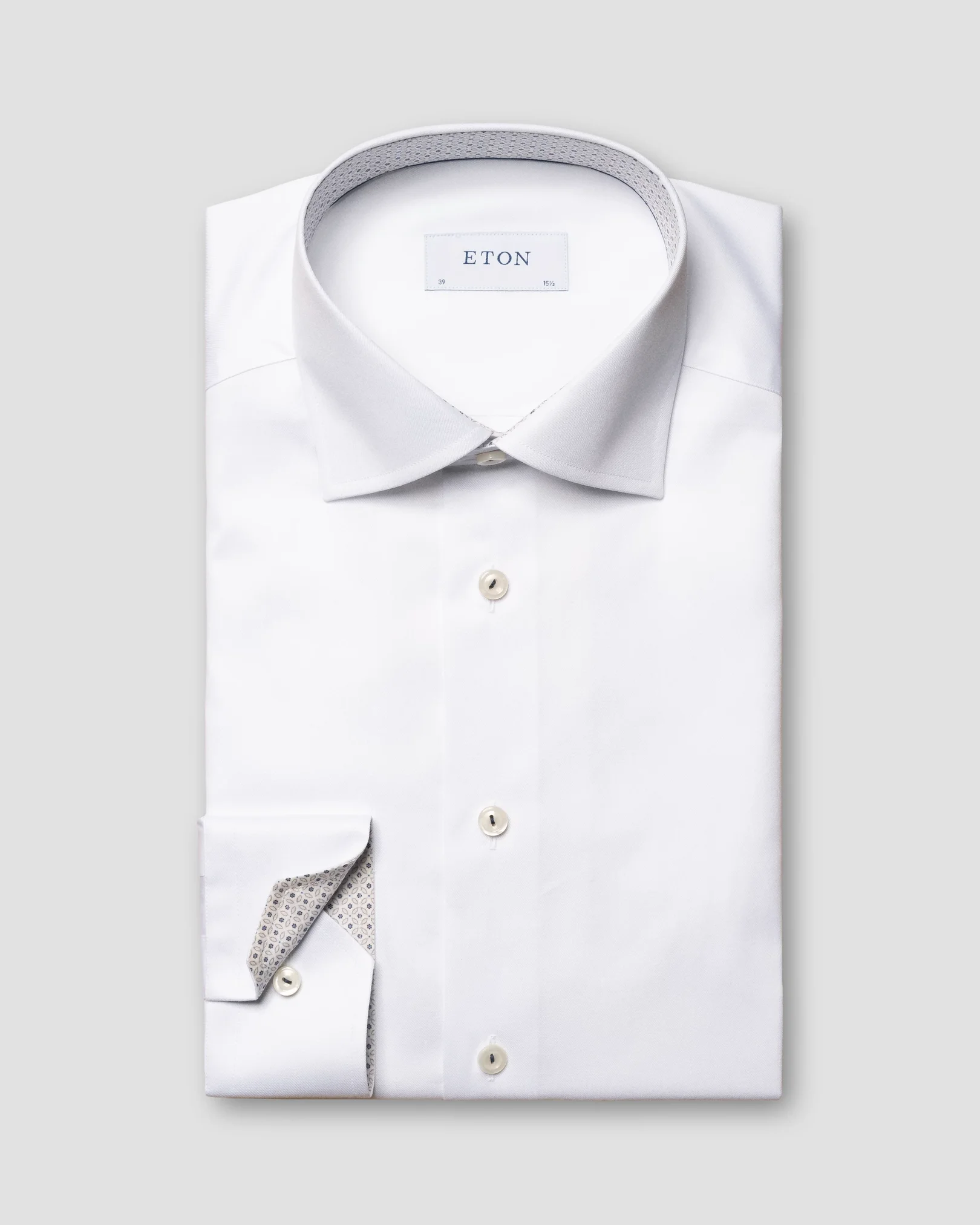 Eton - white signature twill contrast collar
