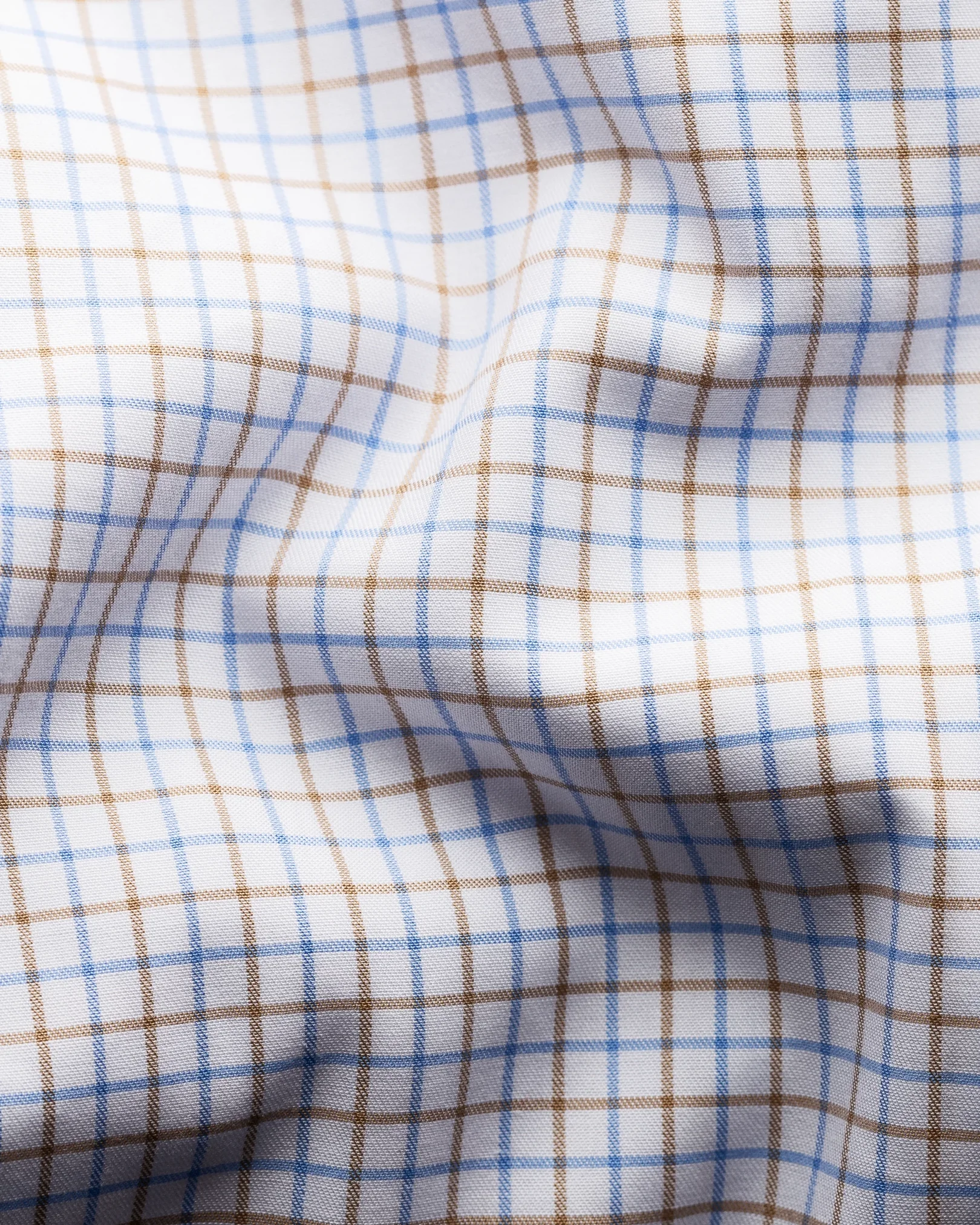 Eton - brown and blue checked fine twill shirt