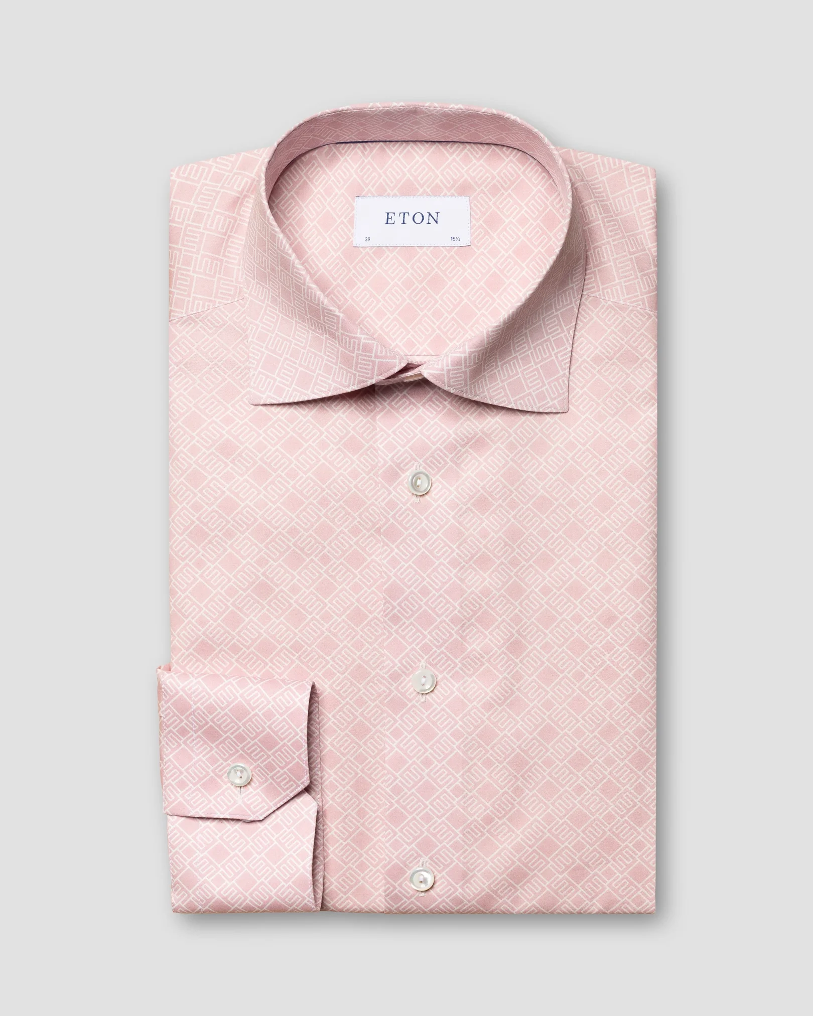Eton - pink fine twill cutaway e print