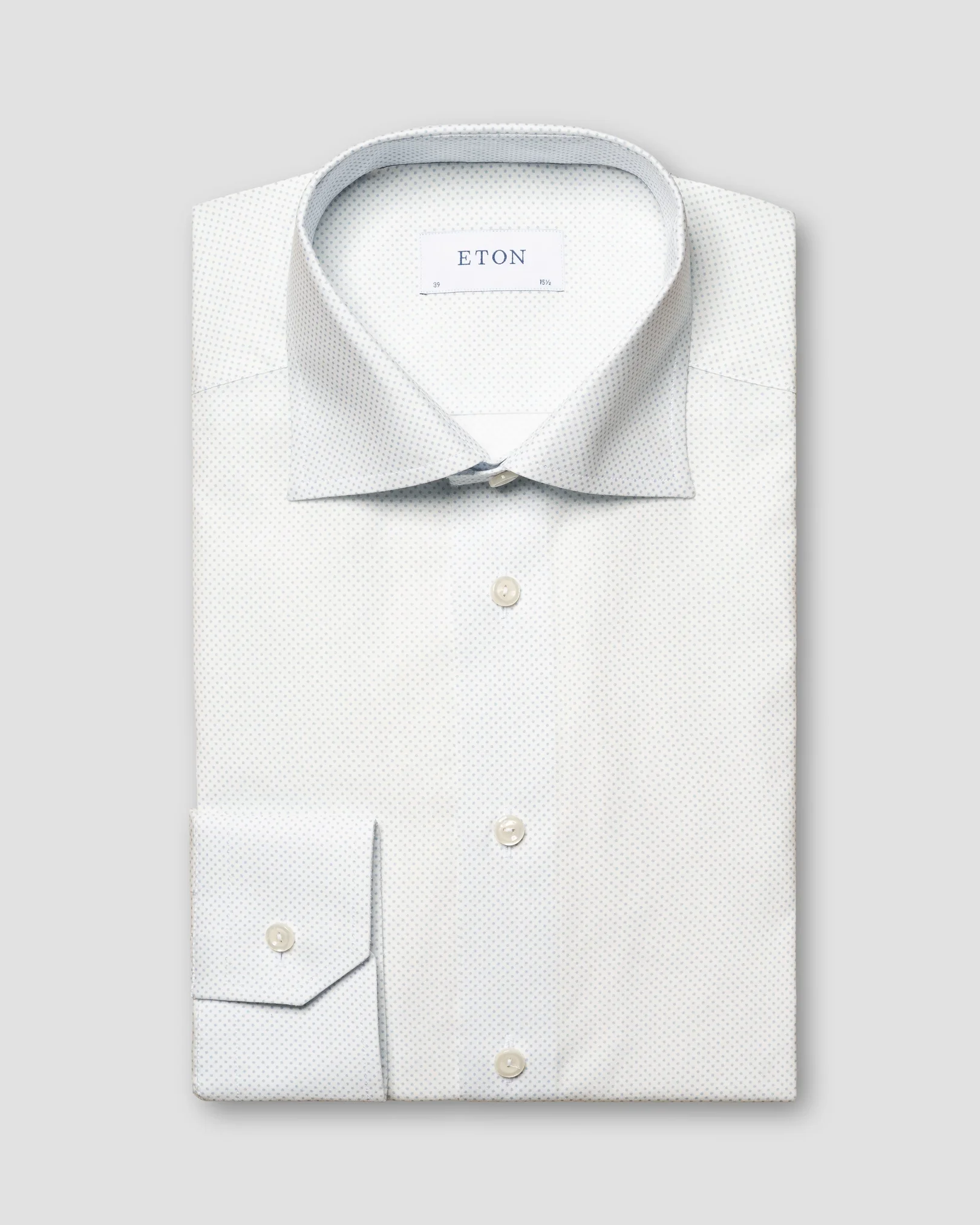 Eton - light blue poplin cutaway microprint