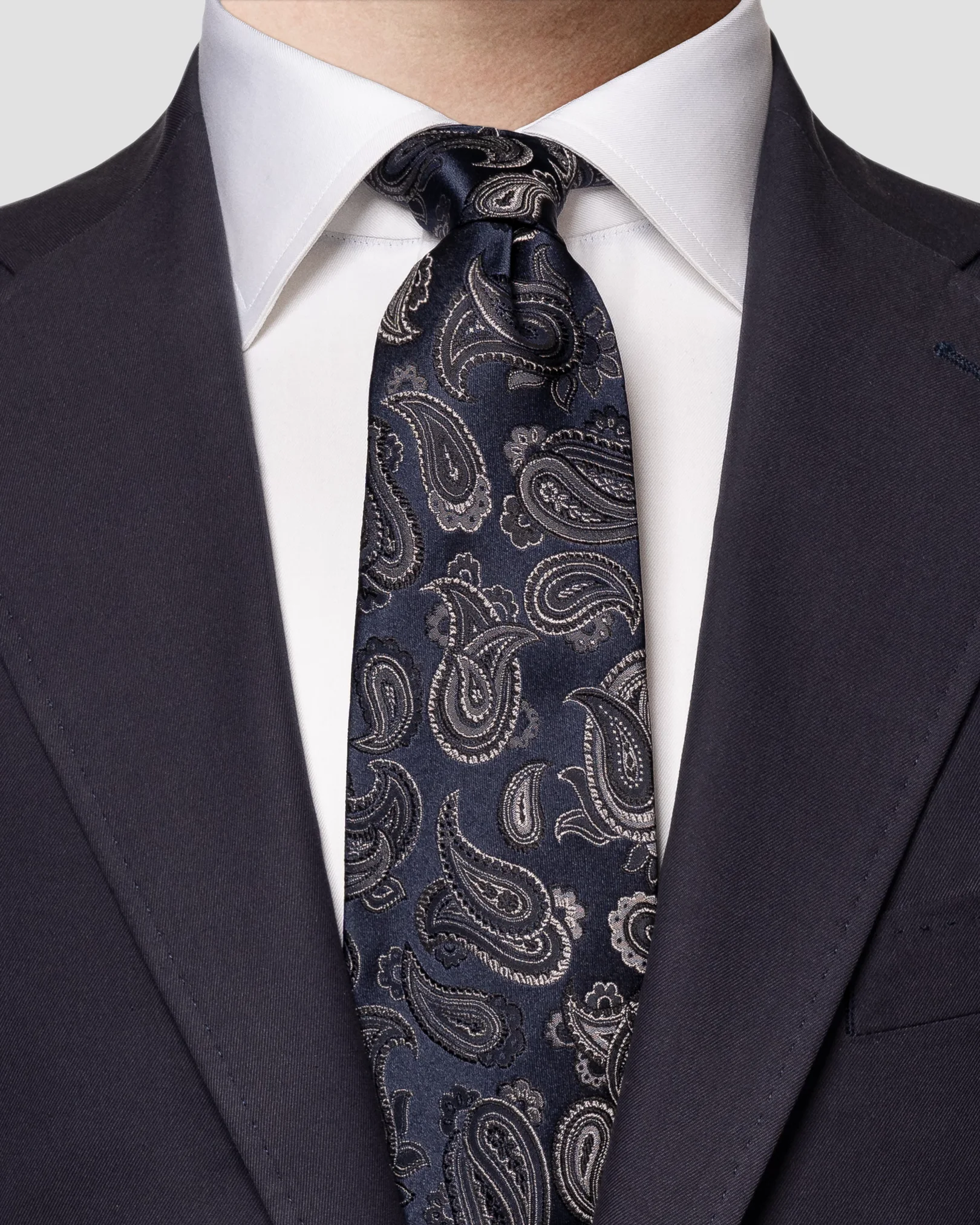 Eton - navy blue satin silk tie