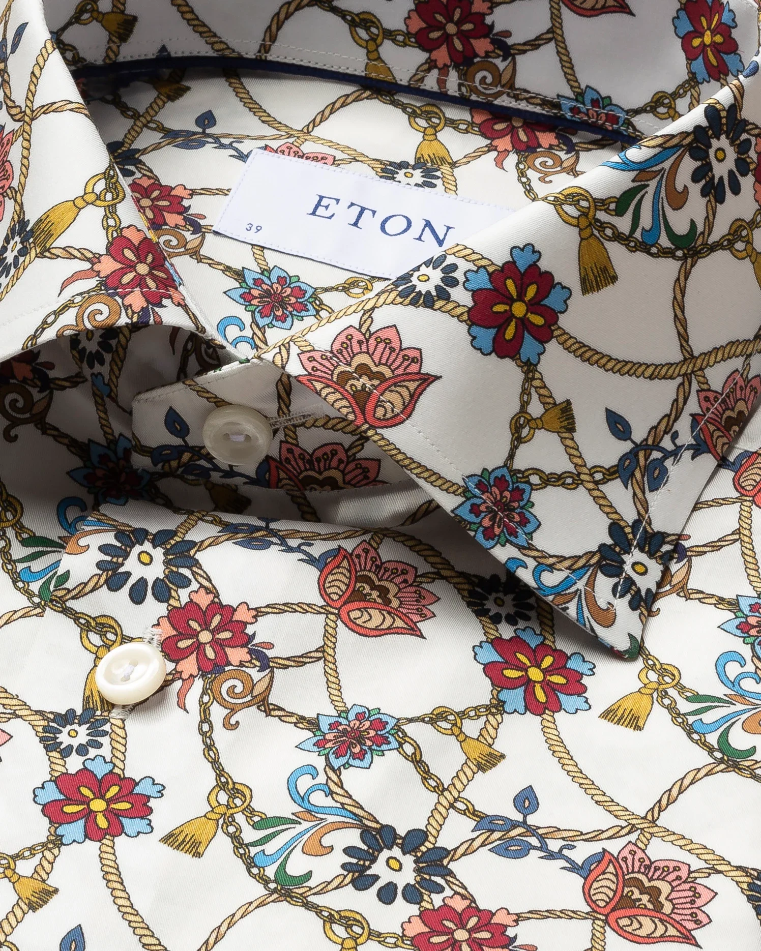 Eton - white chandelier print fine twill shirt