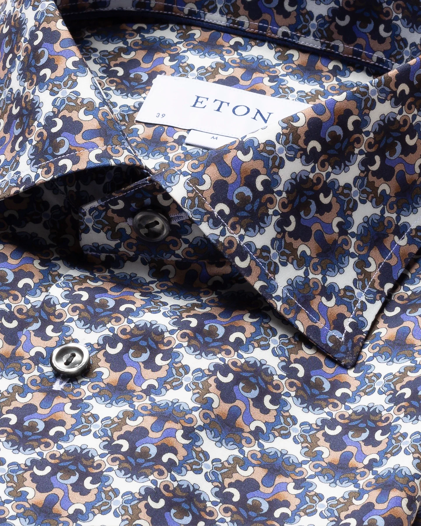 Eton - blue purple bold medallion print shirt