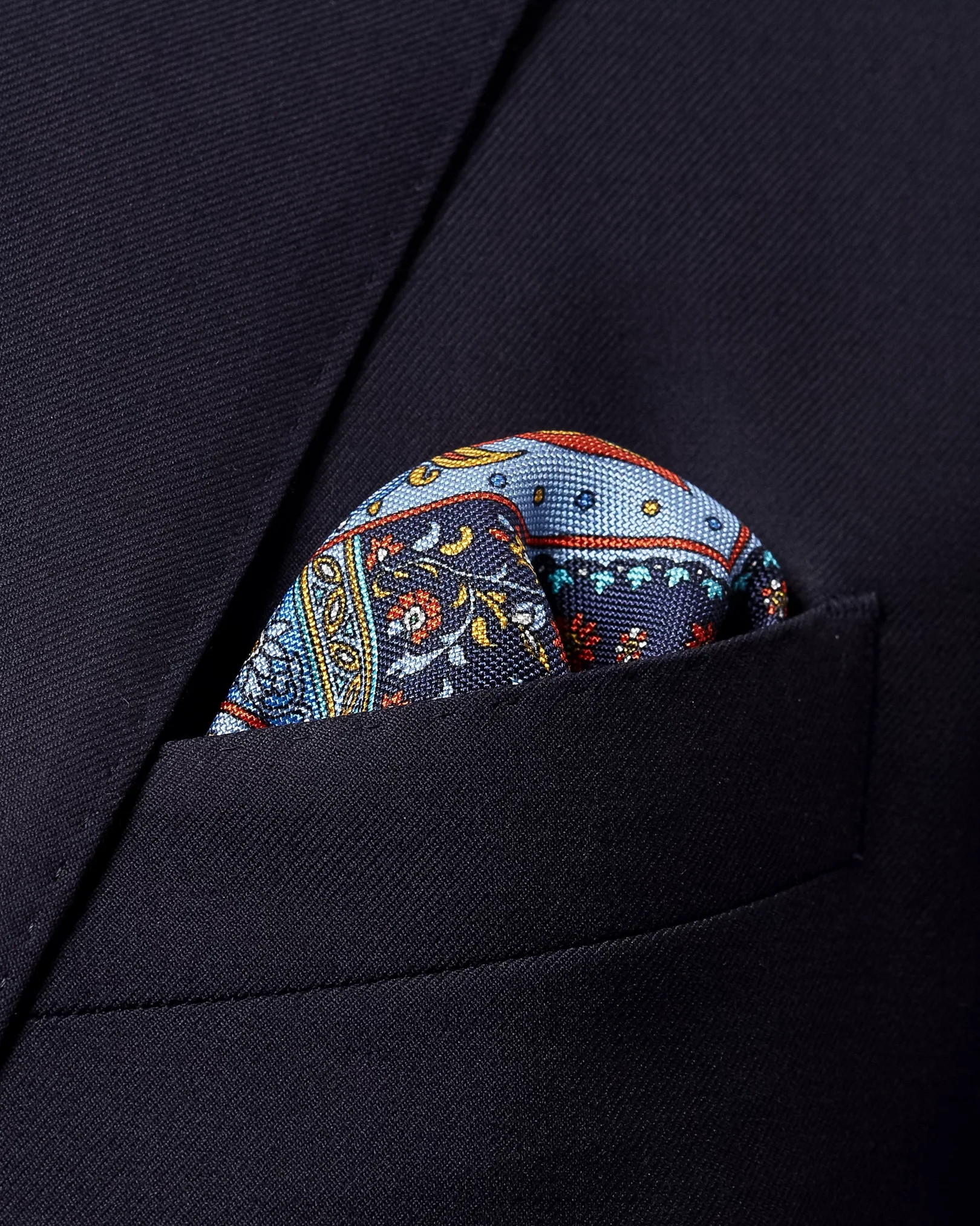 Eton - purple flower print pocket square