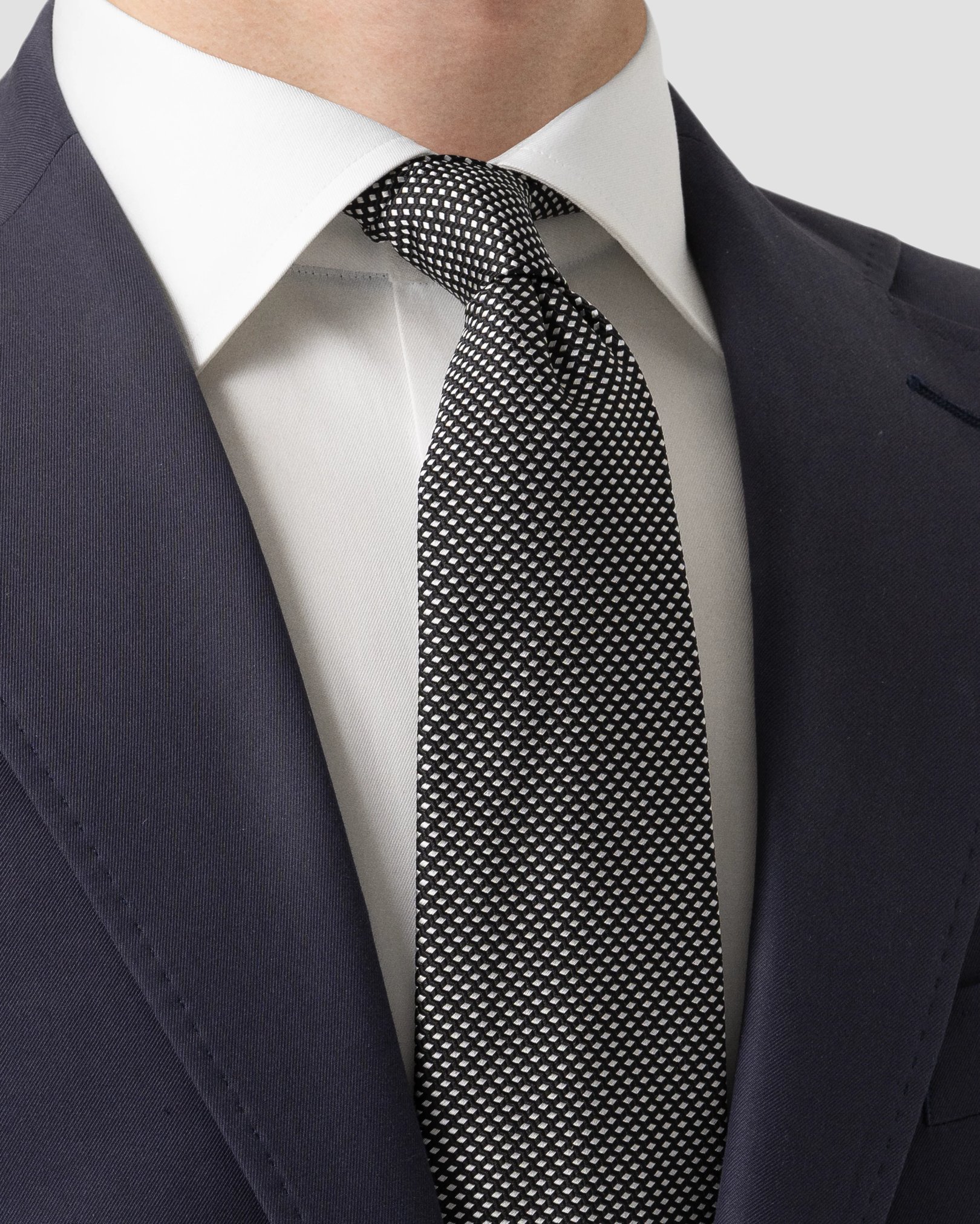 Eton - Cravate tissée noire motifs géométriques