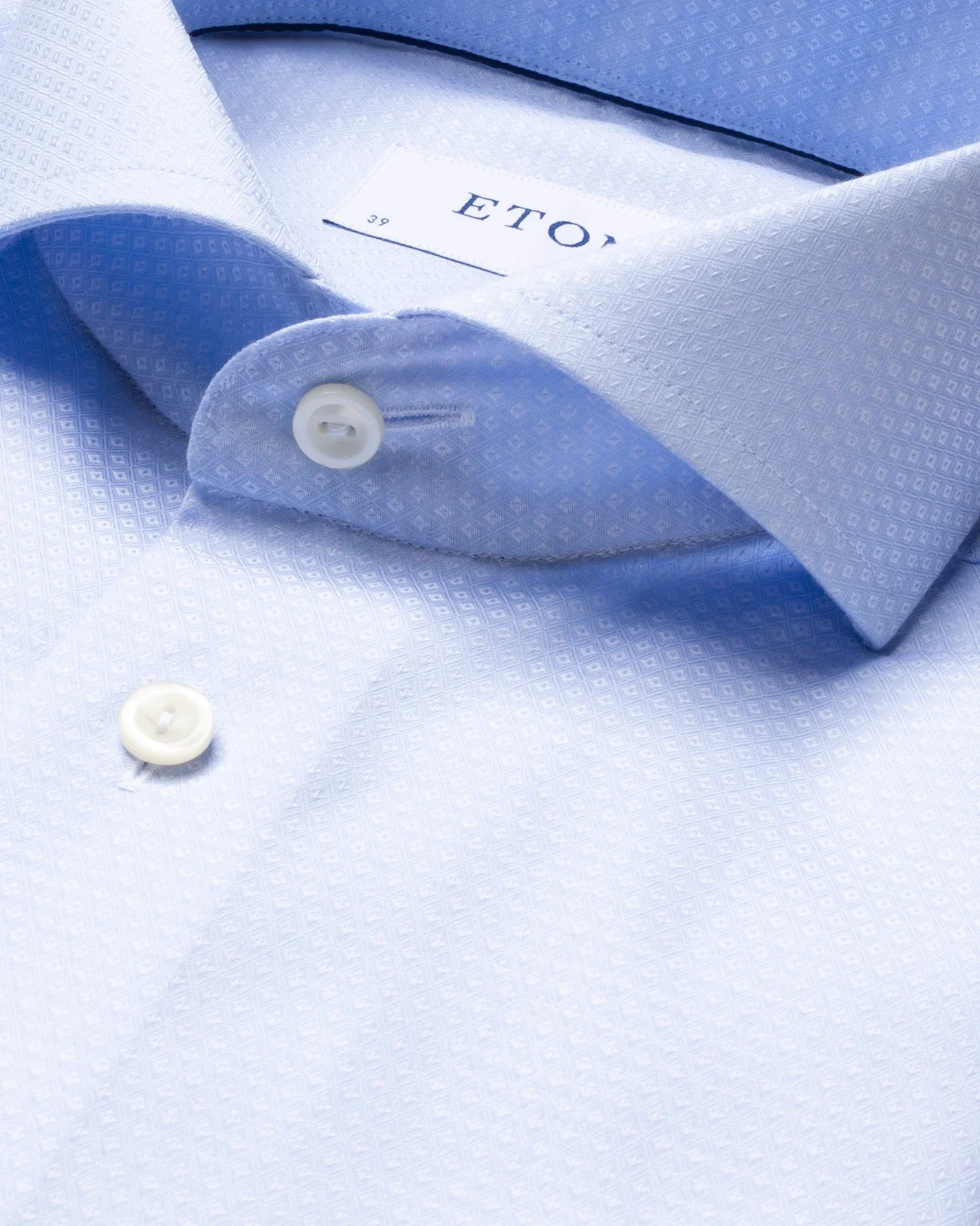 Eton - light blue diamond weave shirt extreme cut away