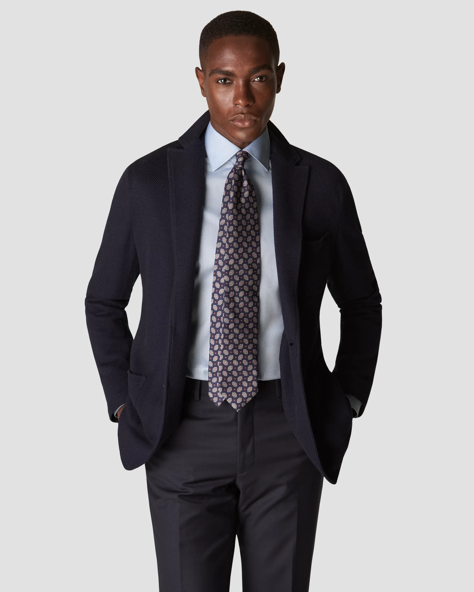 Eton - light blue signature twill cut away single slim