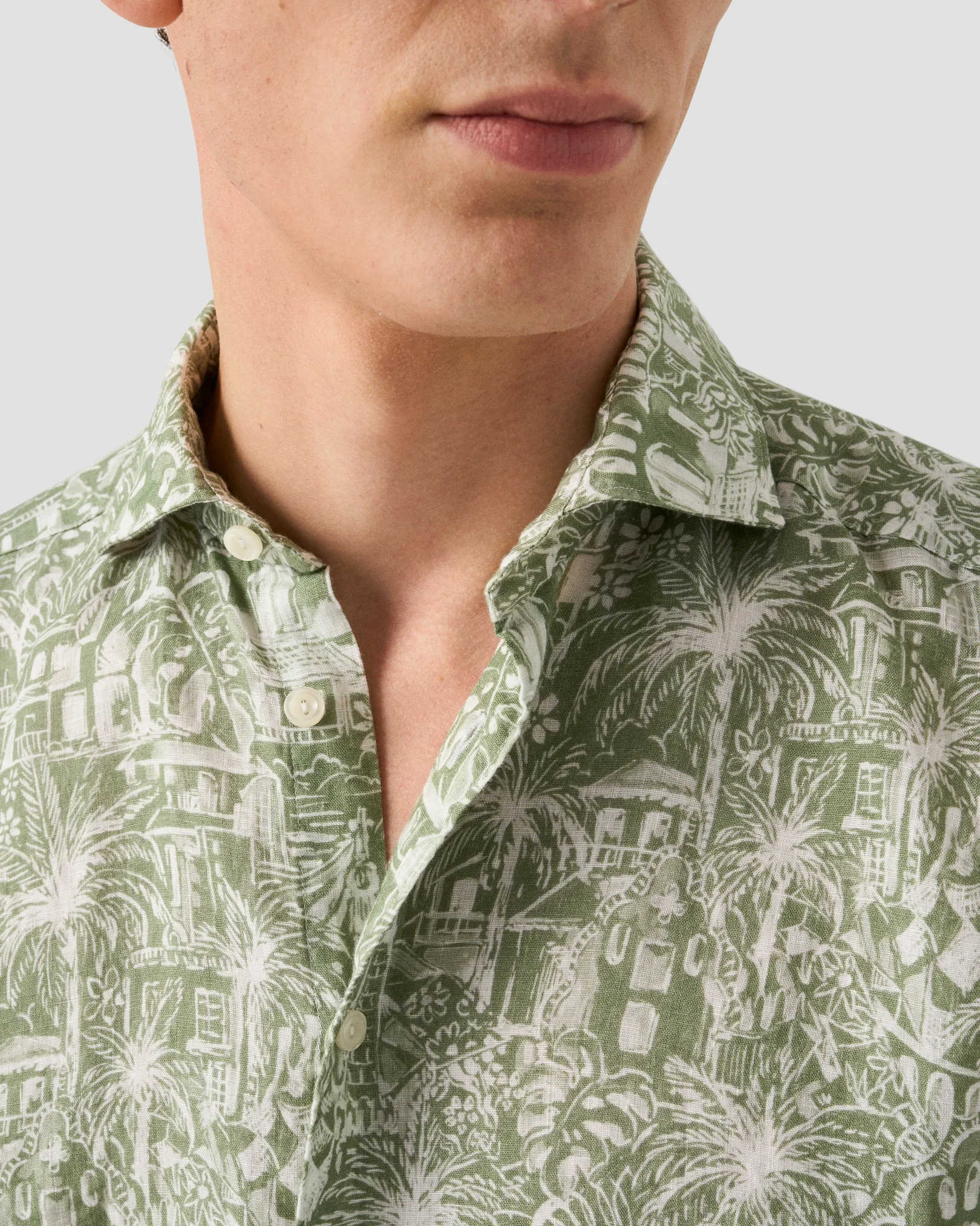 Eton - dark green gaudi garden print shirt