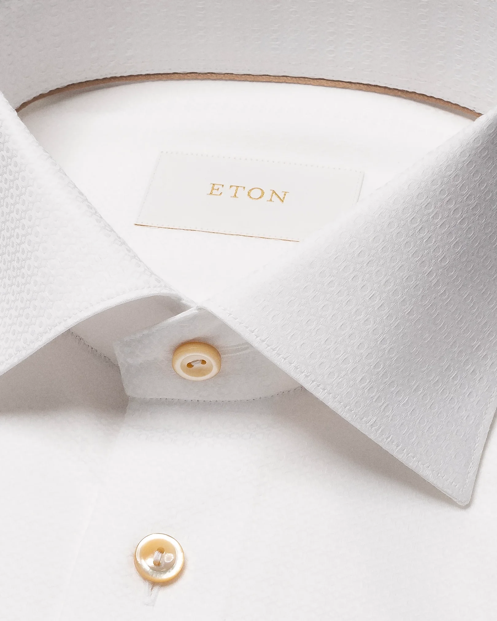 Eton - white semi solid elevated pique shirt