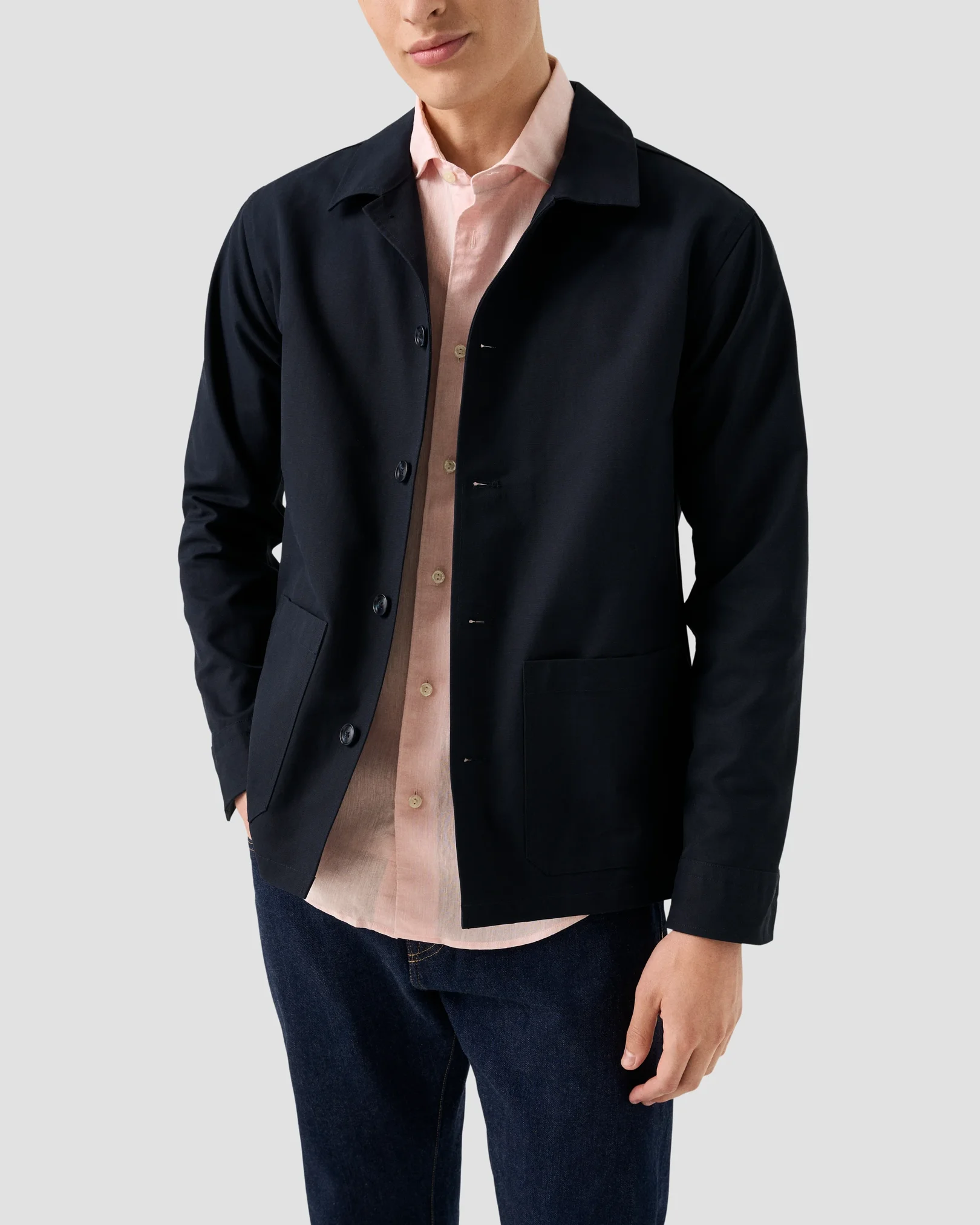 Eton - pink solid short sleeve linen shirt