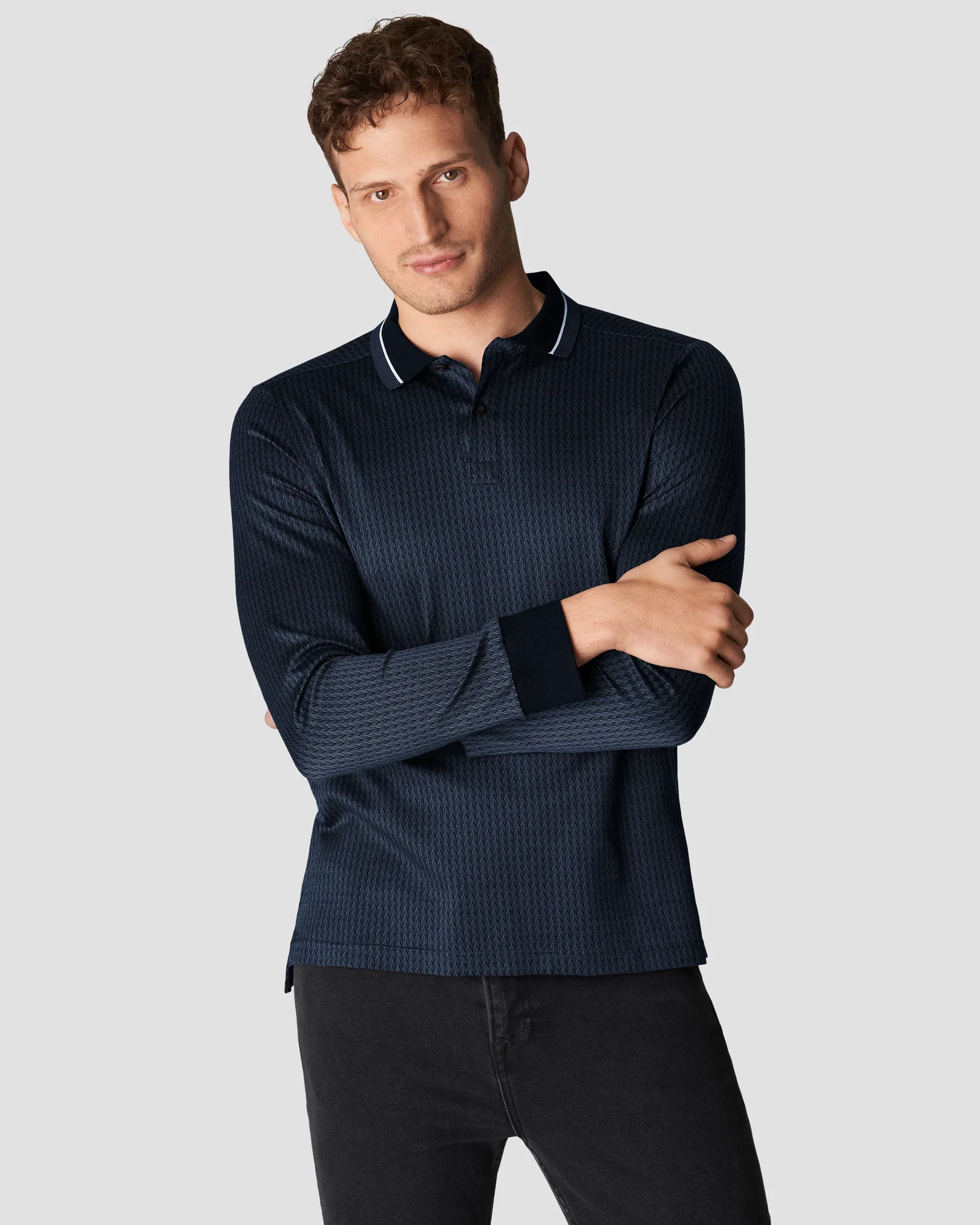 Eton - navy blue jacquard knit