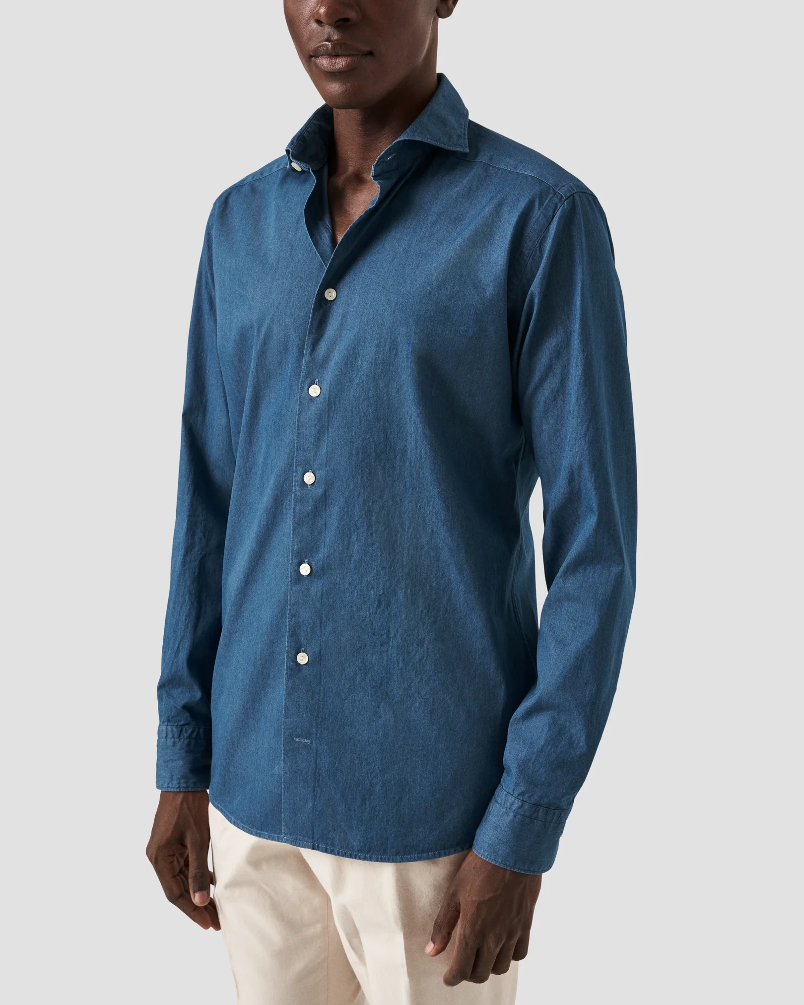 Eton - navy blue lightweight denim shirt