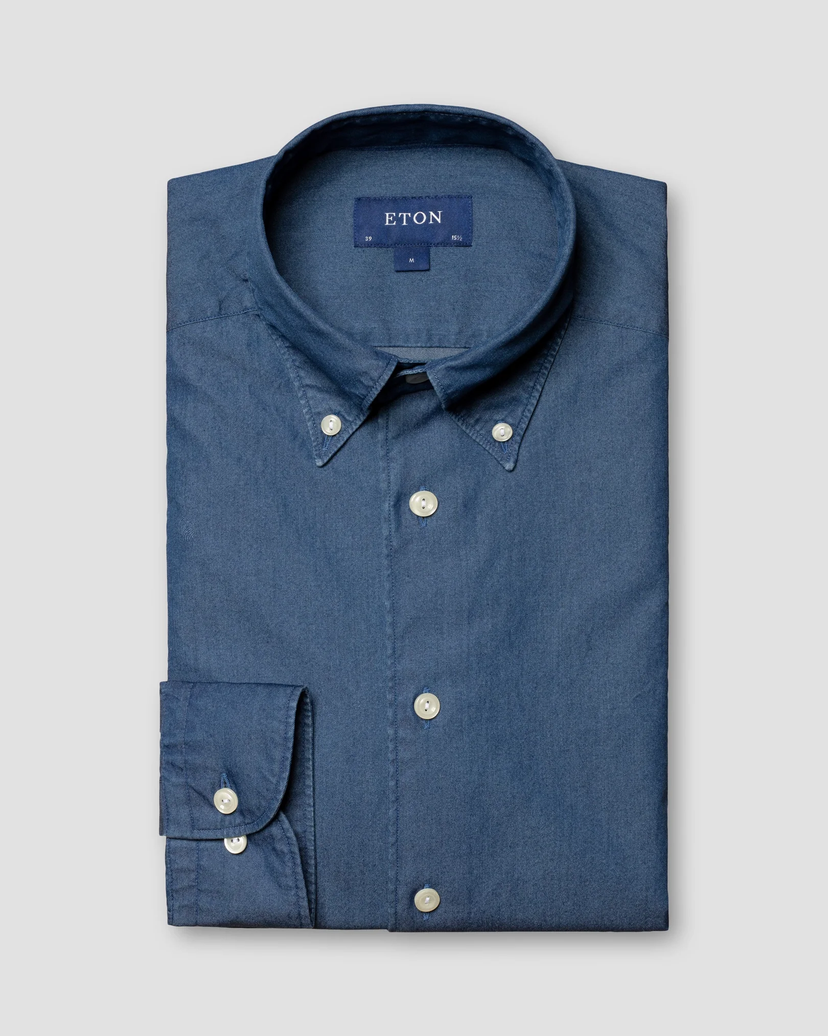 Eton - mid blue denim shirt button down