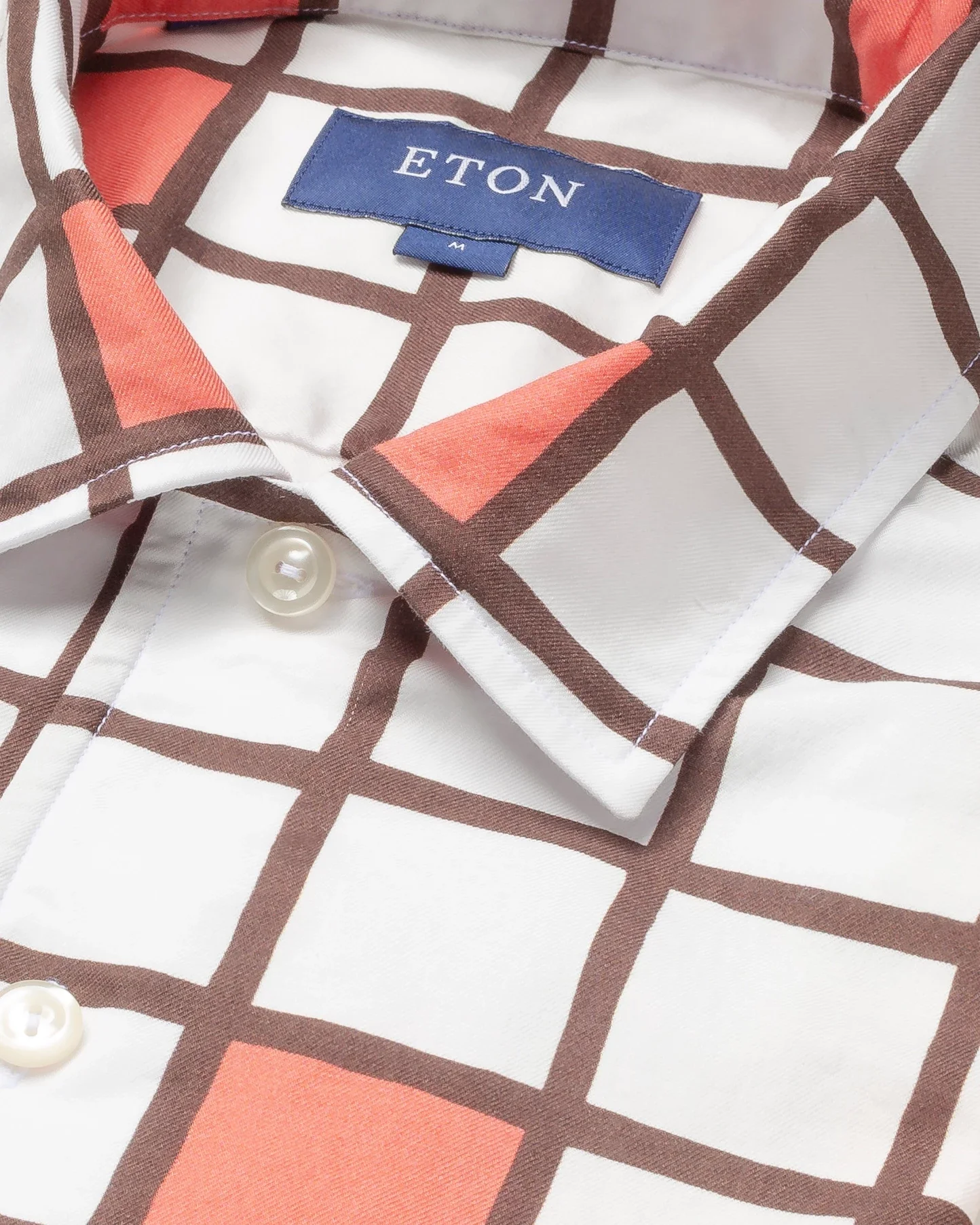 Eton - coral blocks resort shirt