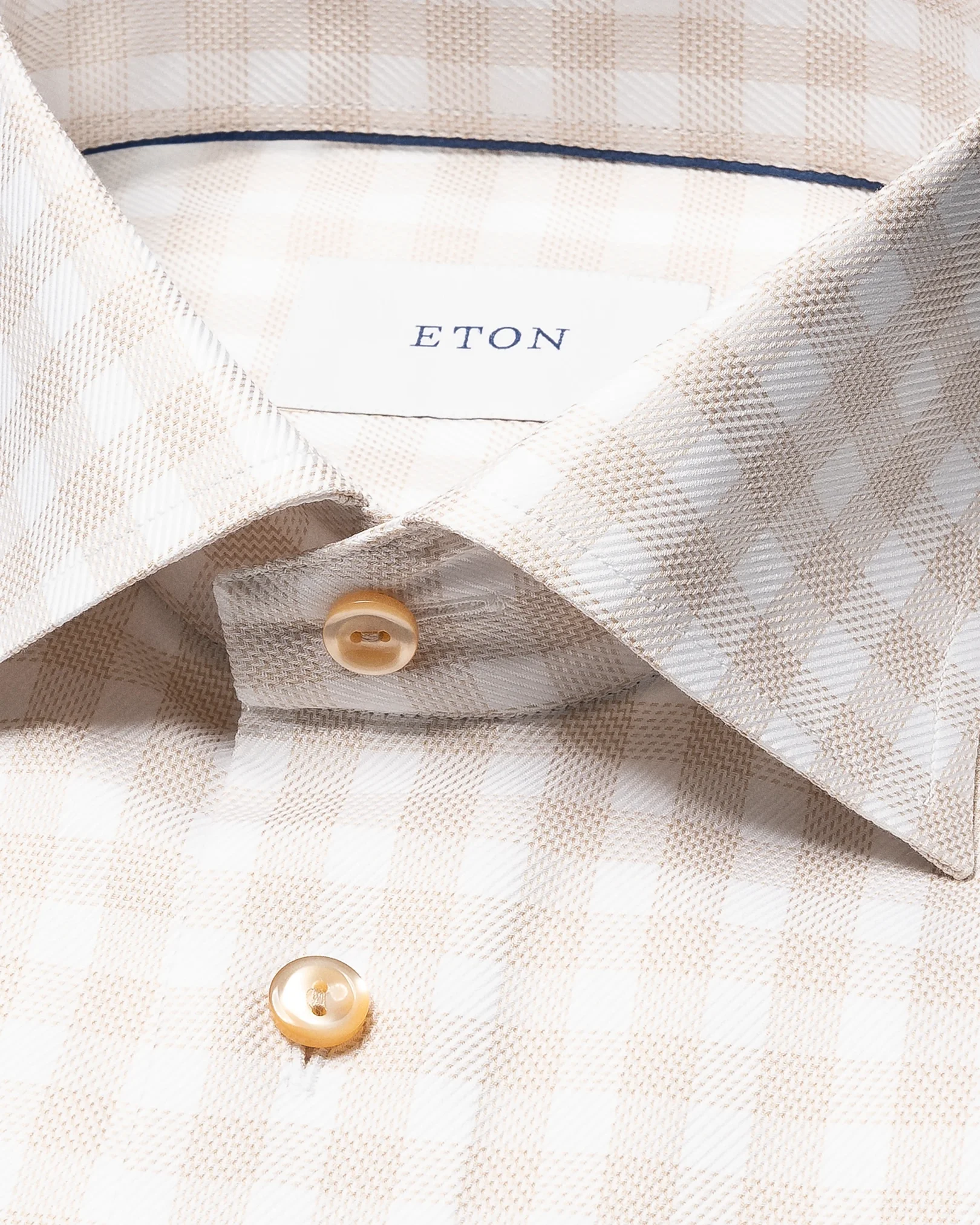 Eton - beige check signature twill shirt