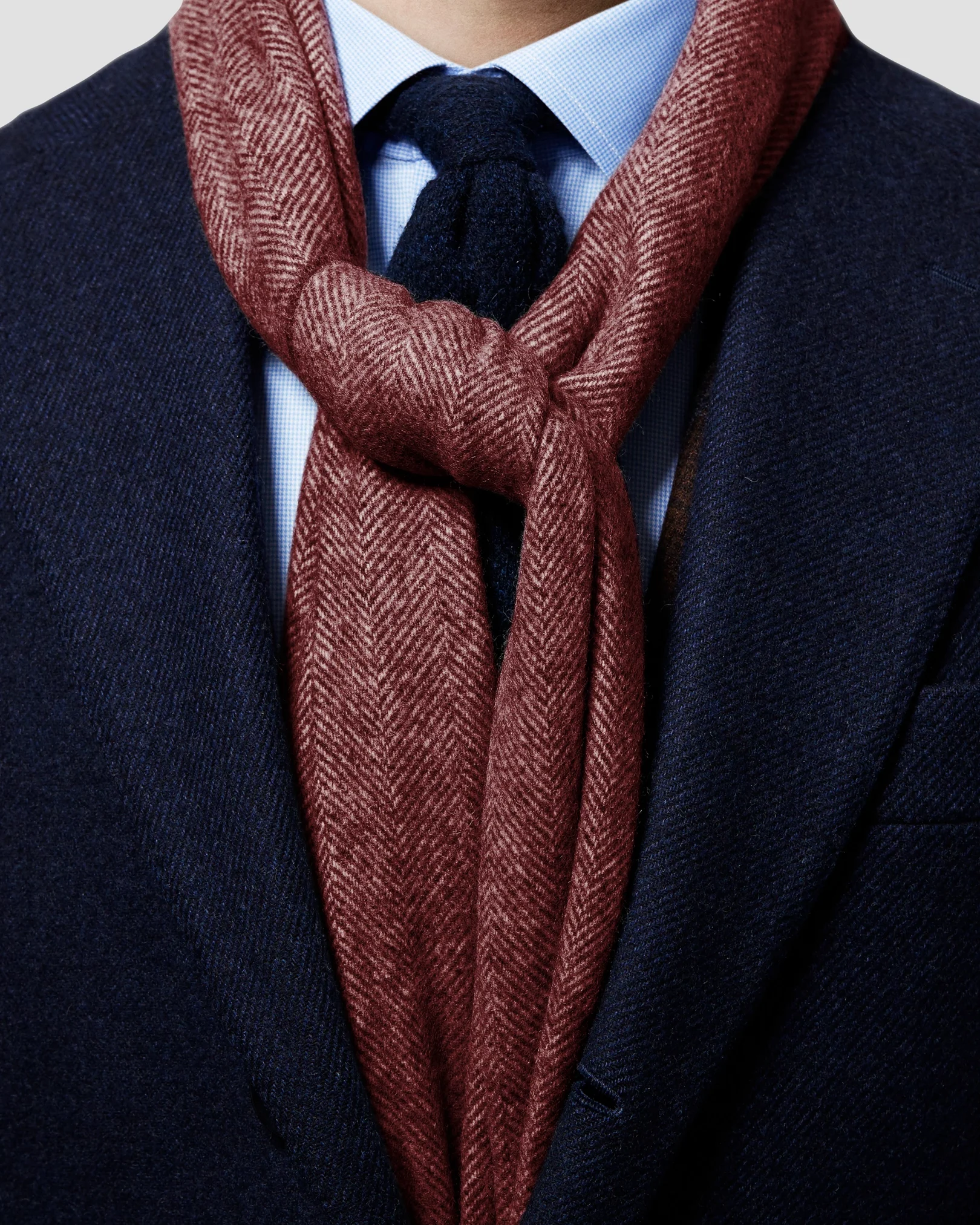 Eton - red herringbone wool scarf