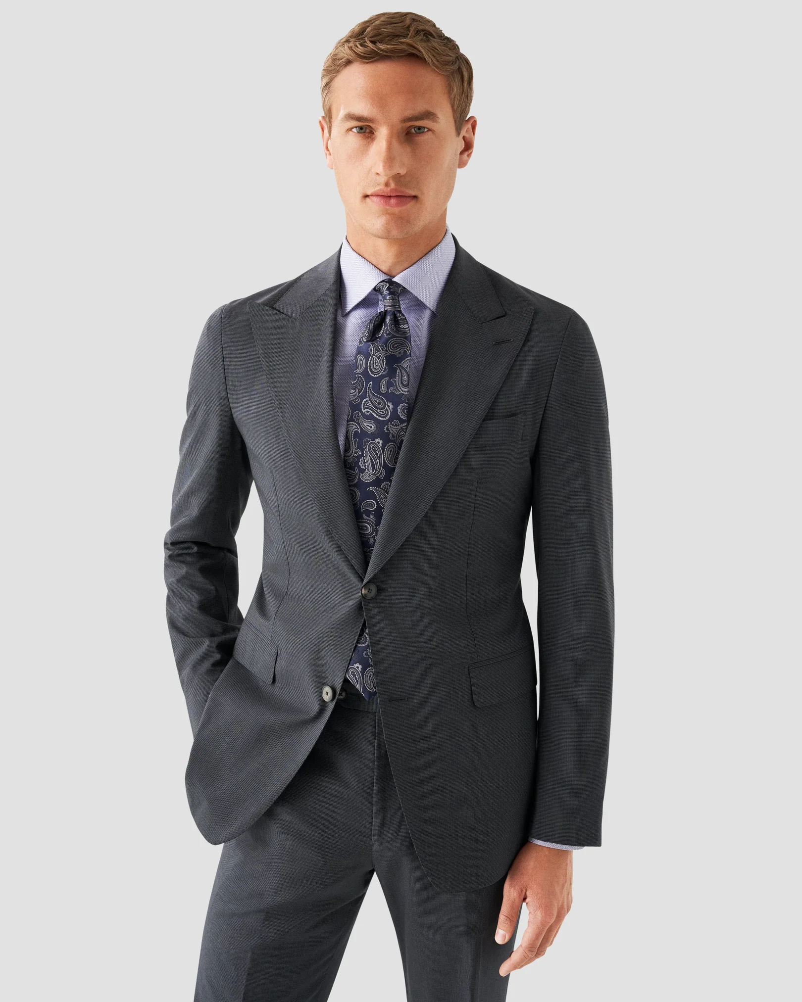 Eton - light purple textured twill