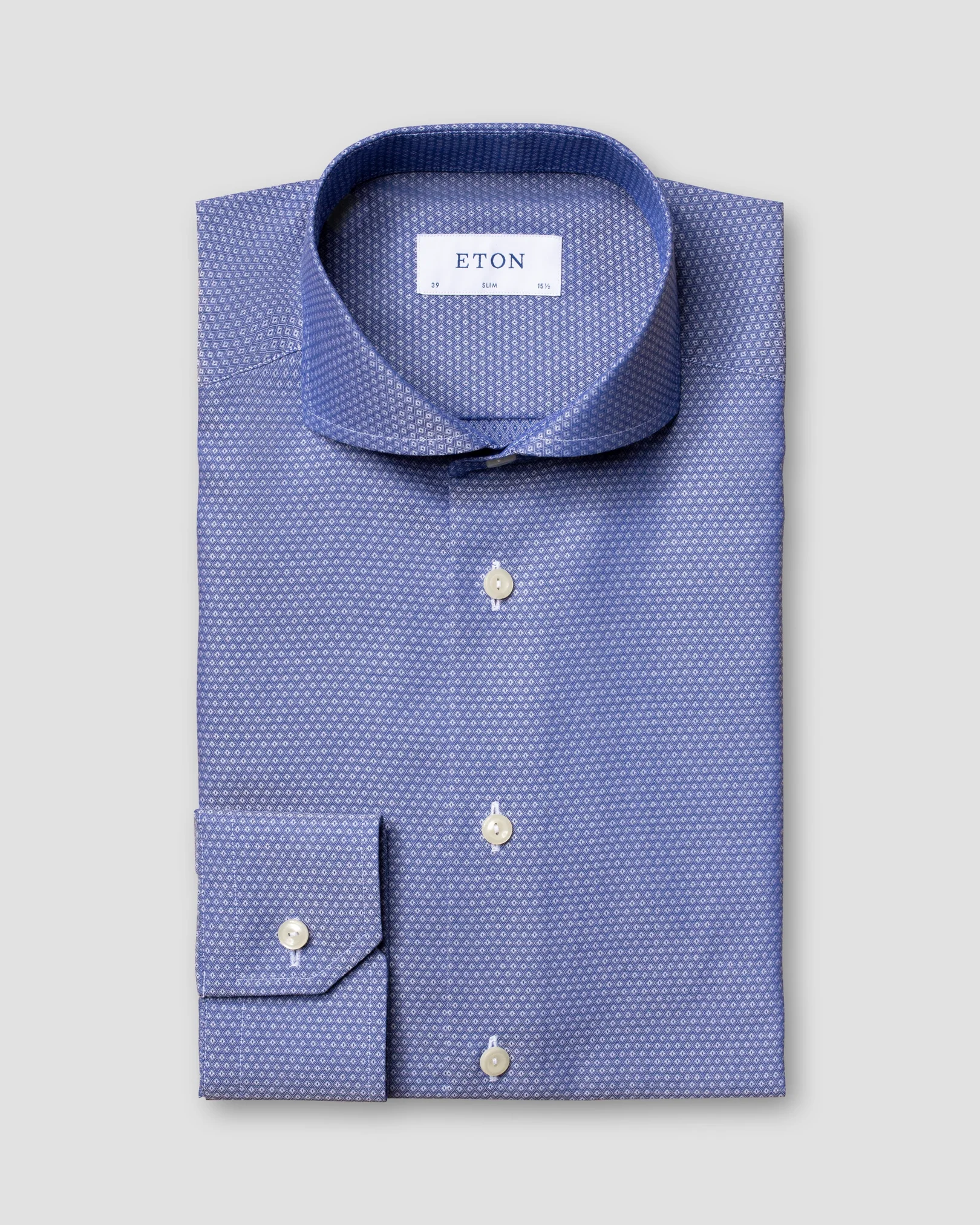 Eton - blue diamond weave shirt