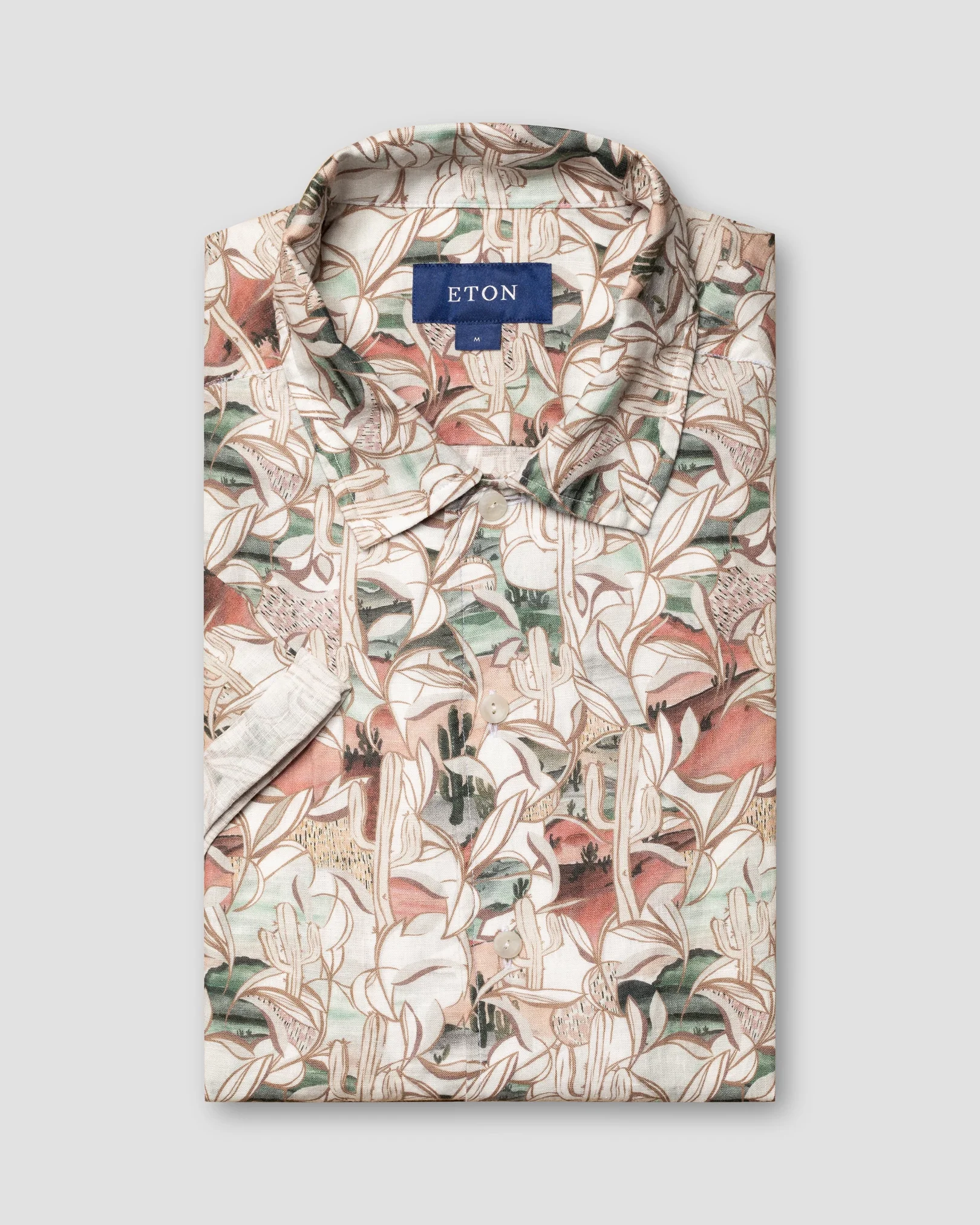 Eton - brown linen resort folded short sleeve regular ss