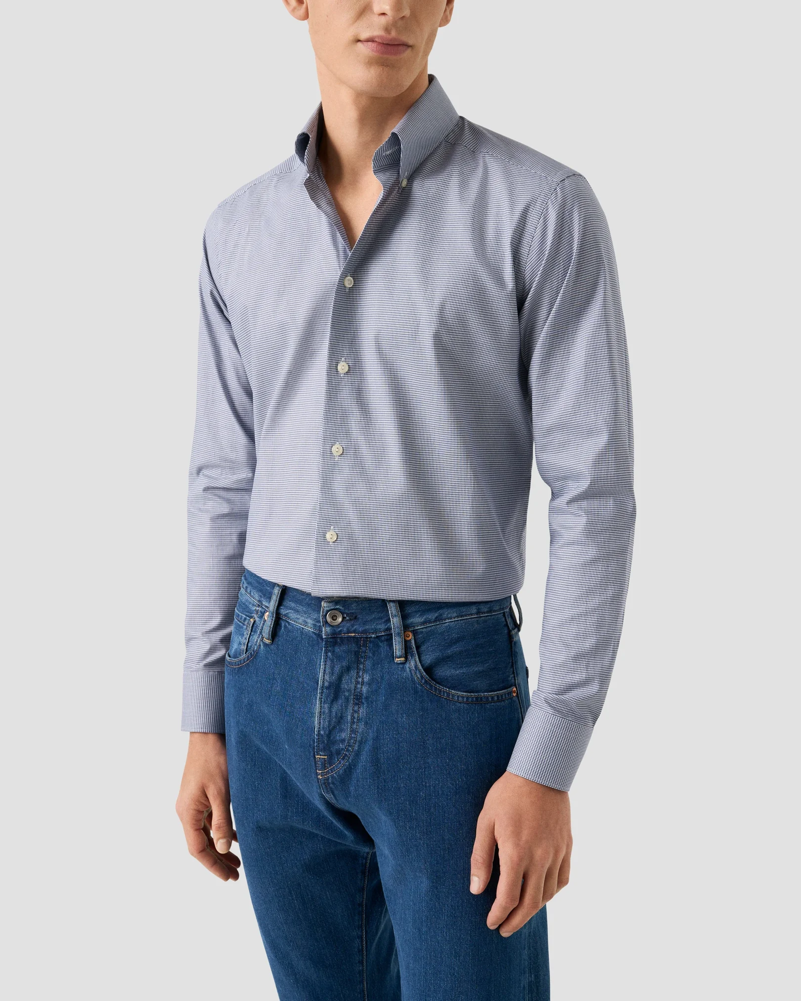 Eton - navy blue check signature oxfordshirt