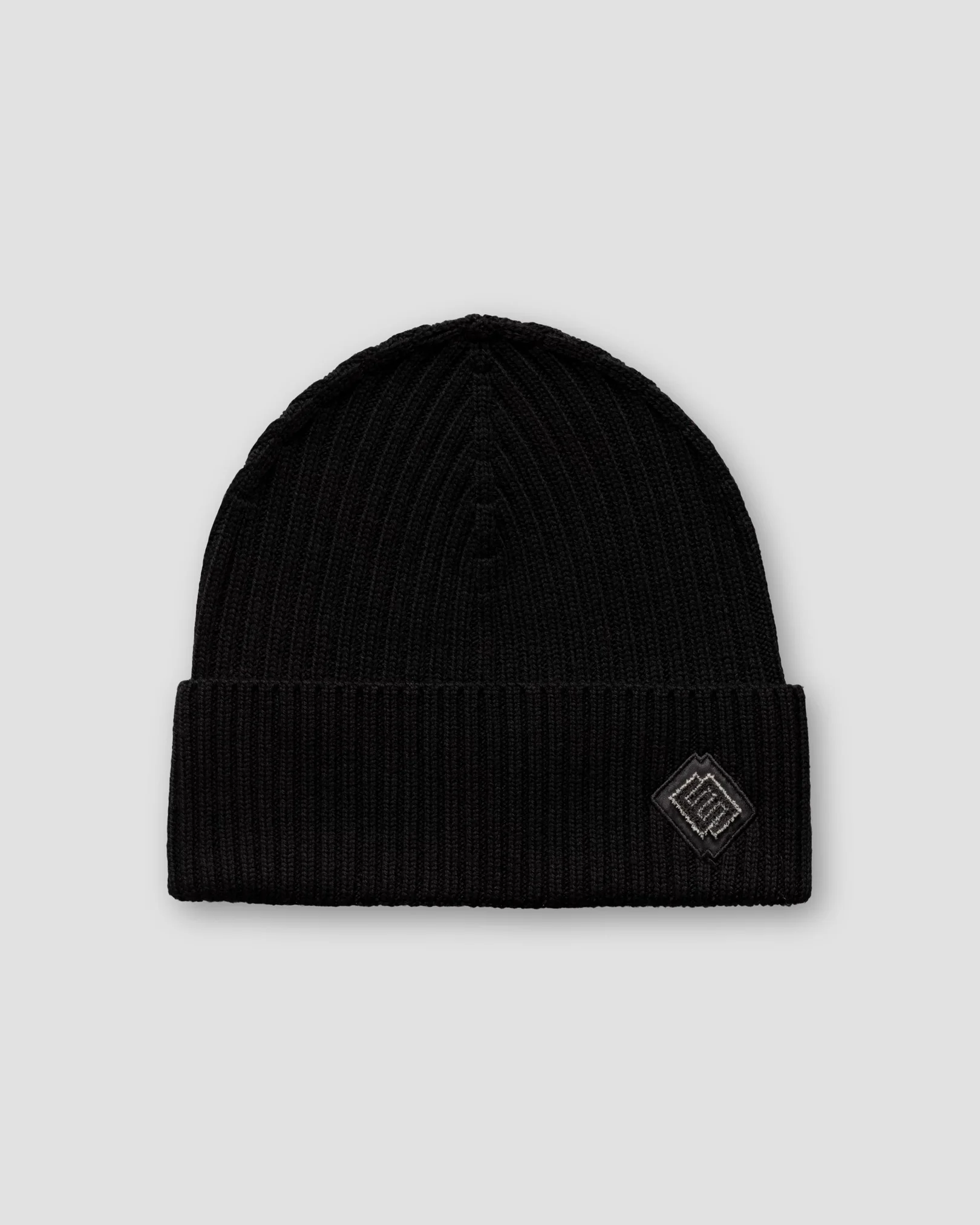 Eton - black wool beanie logo detail