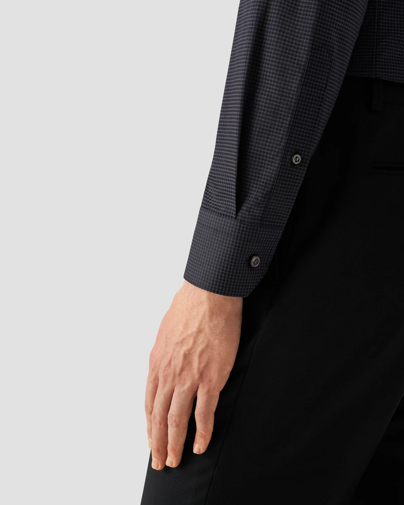 Eton - dark grey polka dot elevated pique shirt
