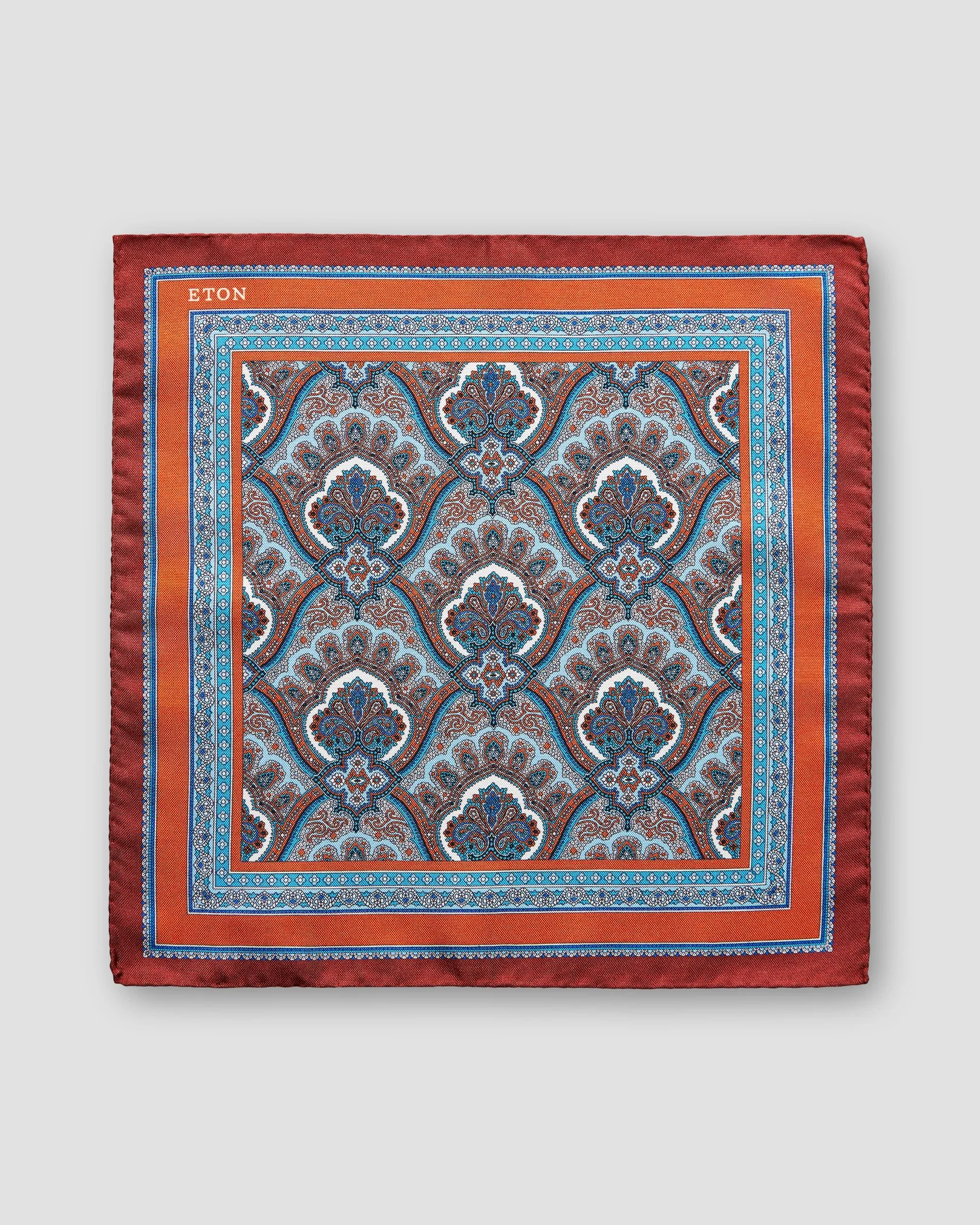 Eton - orange paisley print pocket square