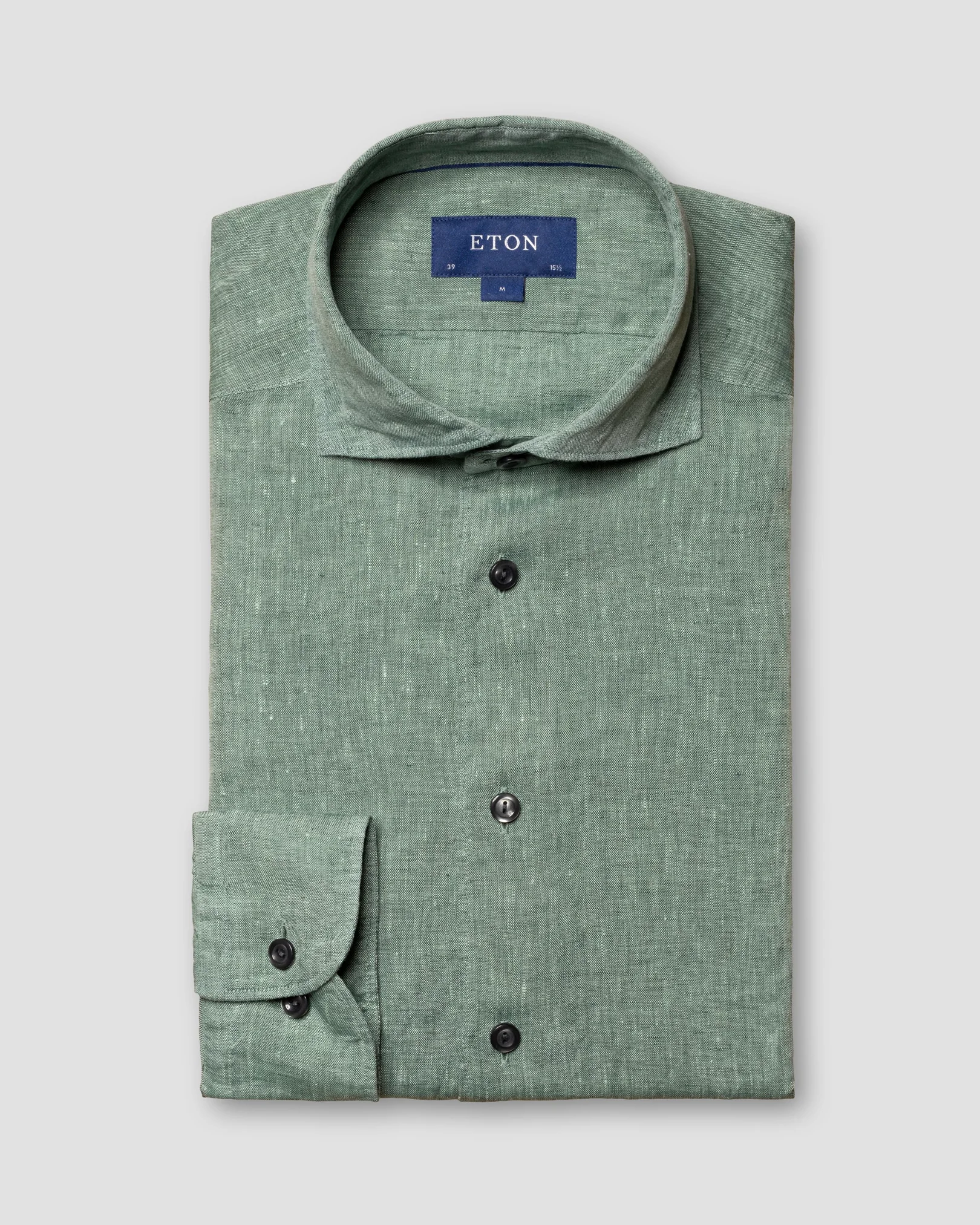 Eton - dark green linen polo shirt