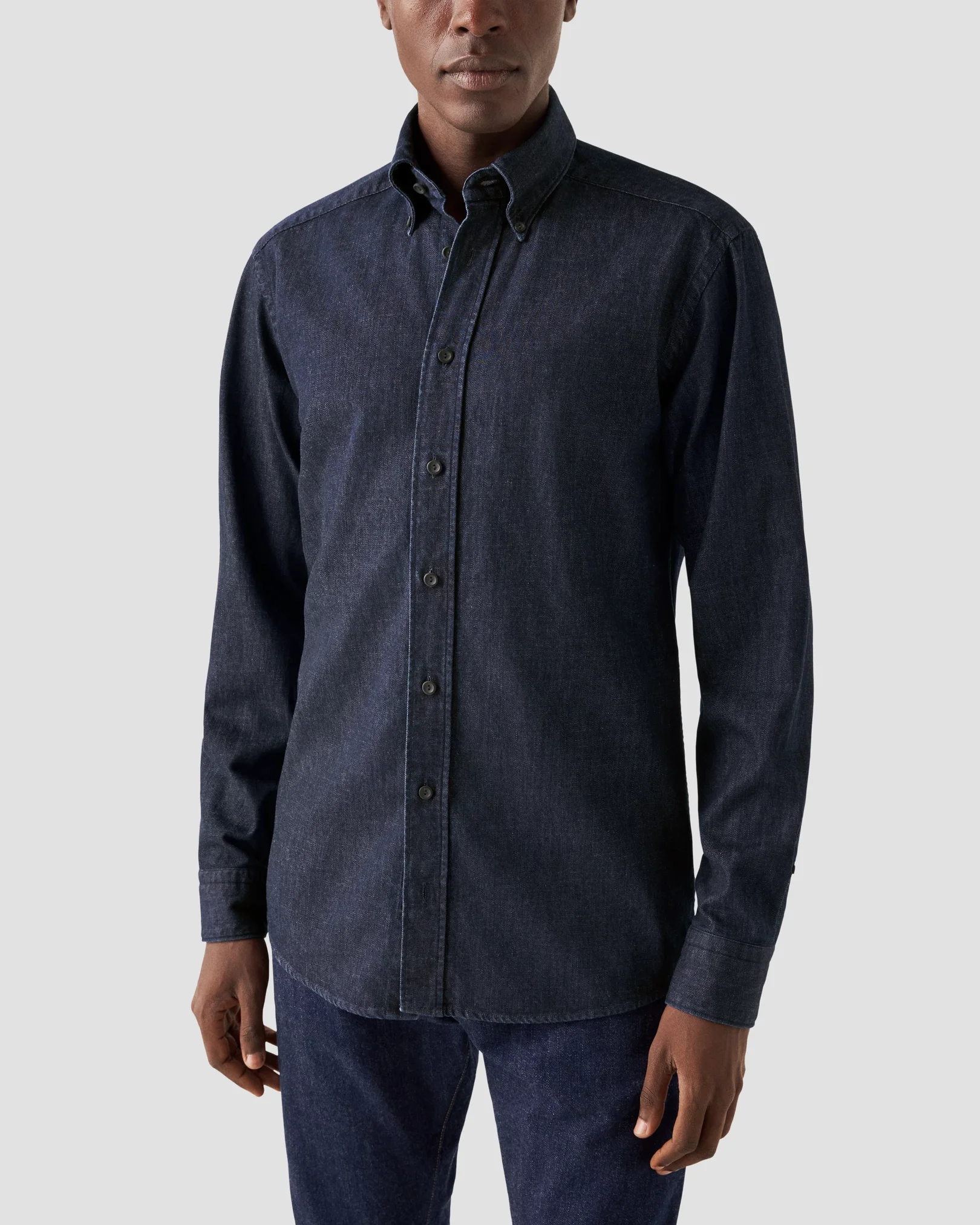Eton - navy blue twill buttondown